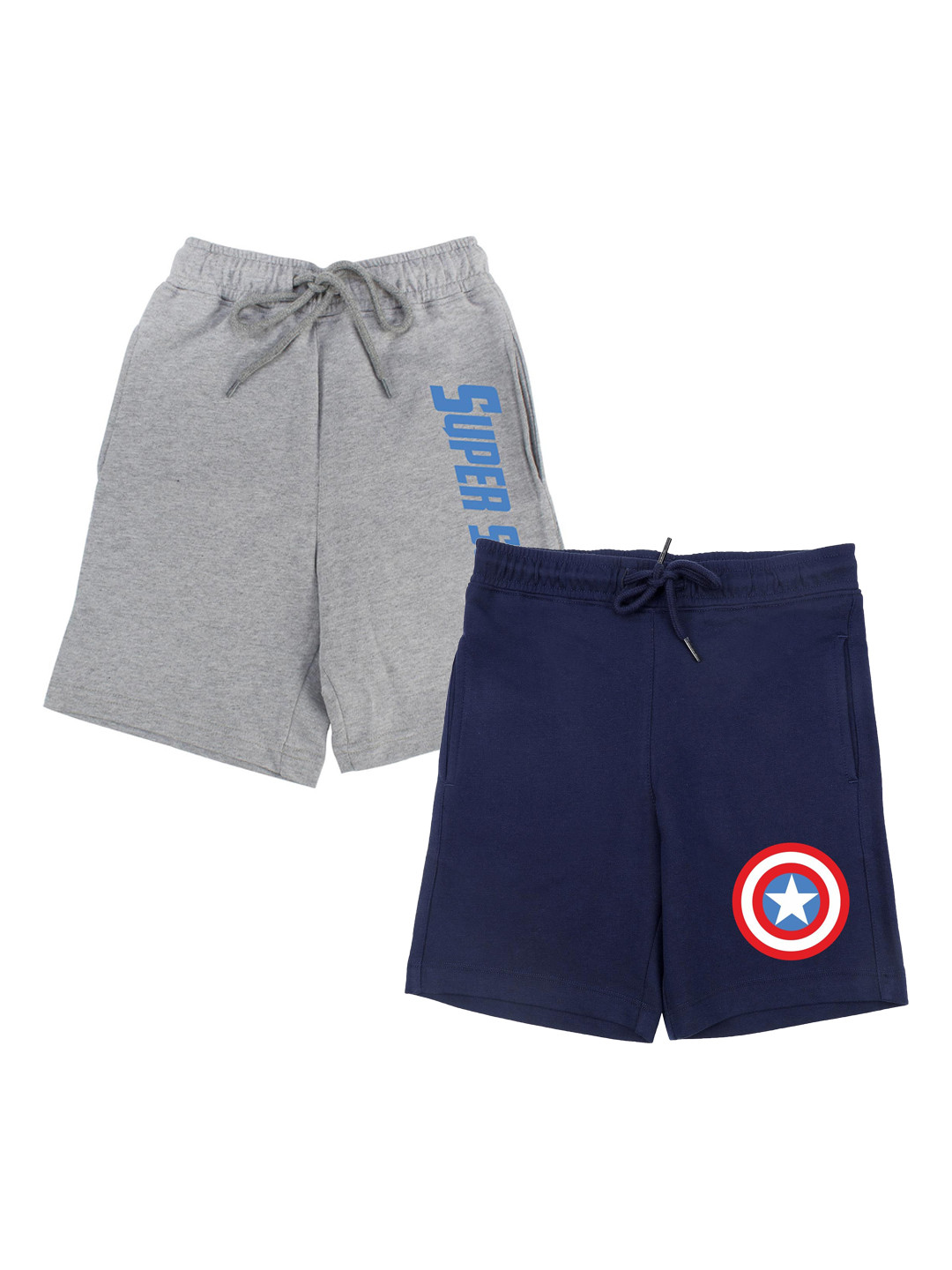 Marvel by Wear Your Mind Boys Pack of 2 Navy Blue & Grey Character Print Shorts