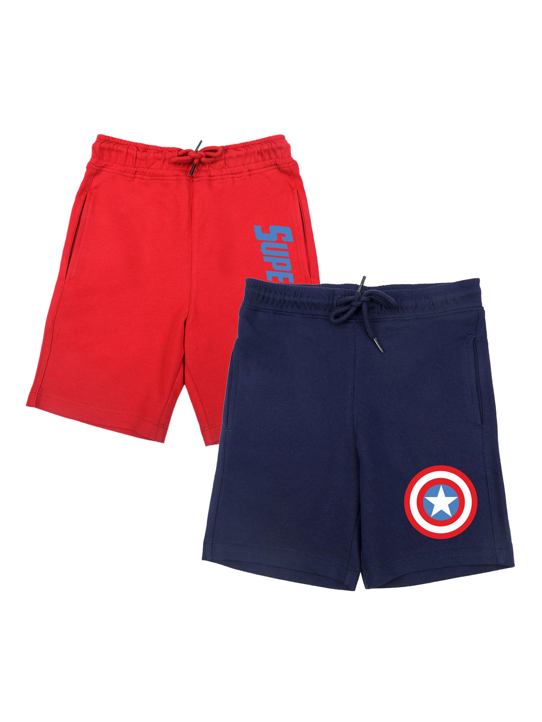Marvel by Wear Your Mind Boys Pack of 2 Navy Blue & Red Character Print Shorts