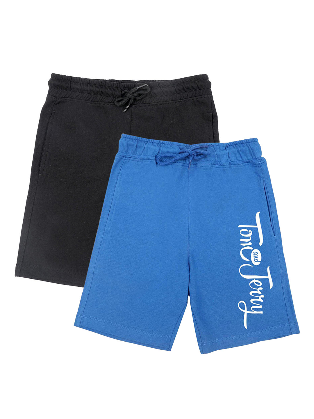 Tom & Jerry by Wear Your Mind Boys Set Of 2 Black & Blue Humour and Comic Printed Tom & Jerry Shorts