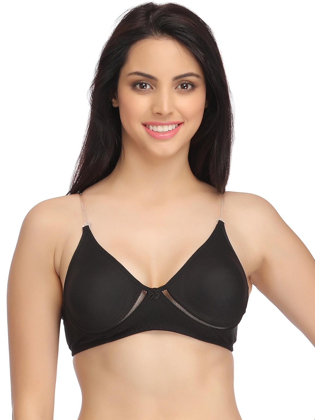Buy Clovia Cotton Padded Non-Wired Plunge Bra with Detachable