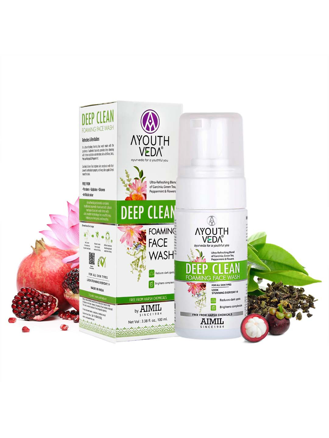 AYOUTHVEDA Deep Clean Foaming Face Wash with Ultra-Refreshing Formula - 100 ml