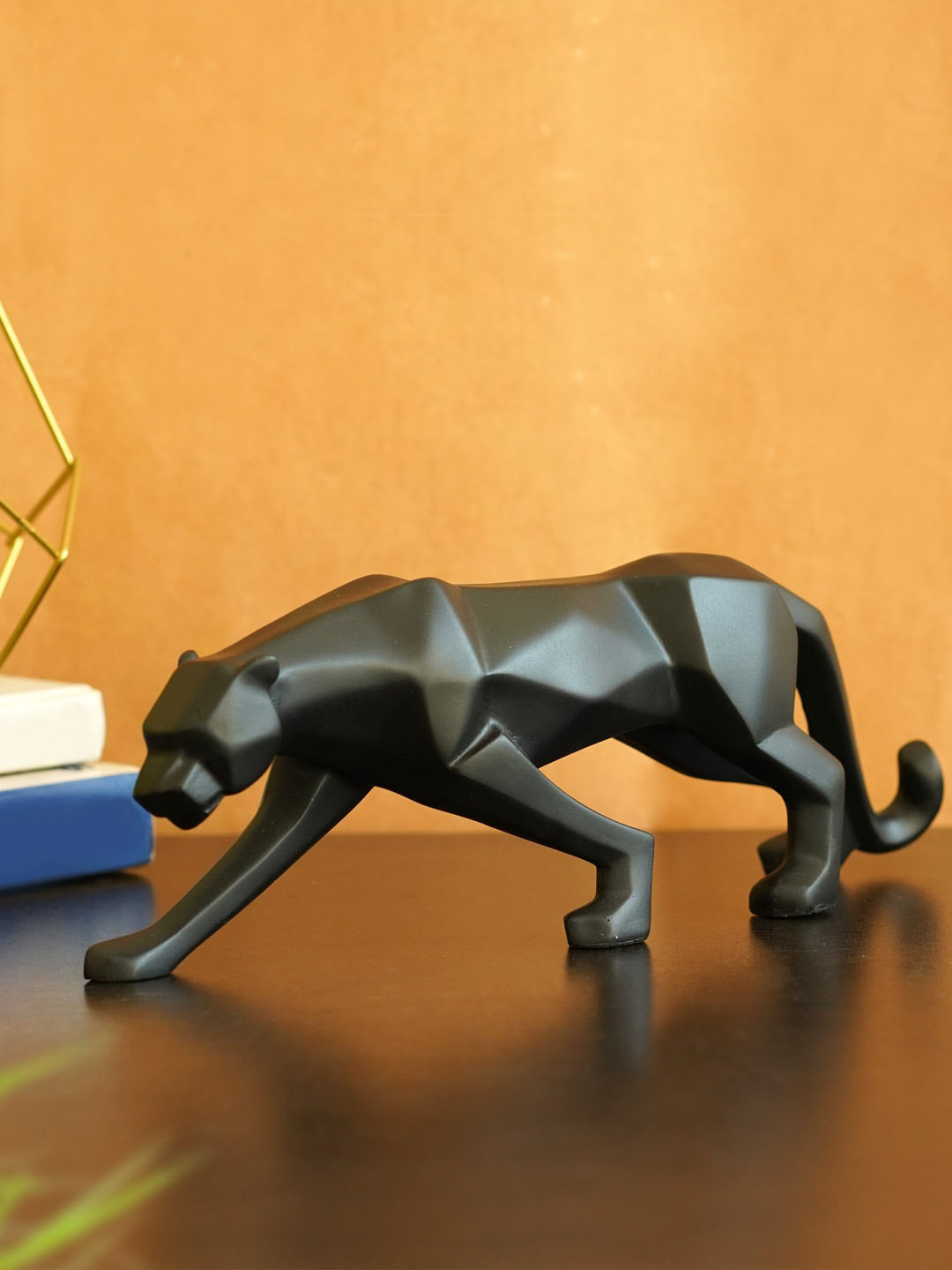 TIED RIBBONS Panther Jaguar Black Polyresin Matte Living Room Medium Showpiece - 4 Inches