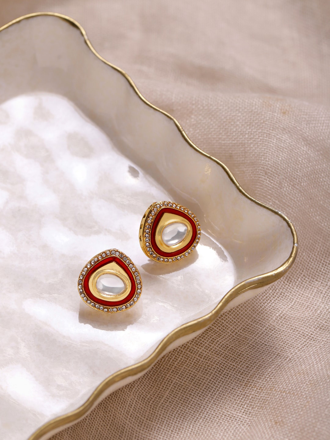 Ruby Raang Red Circular Hoop Earrings