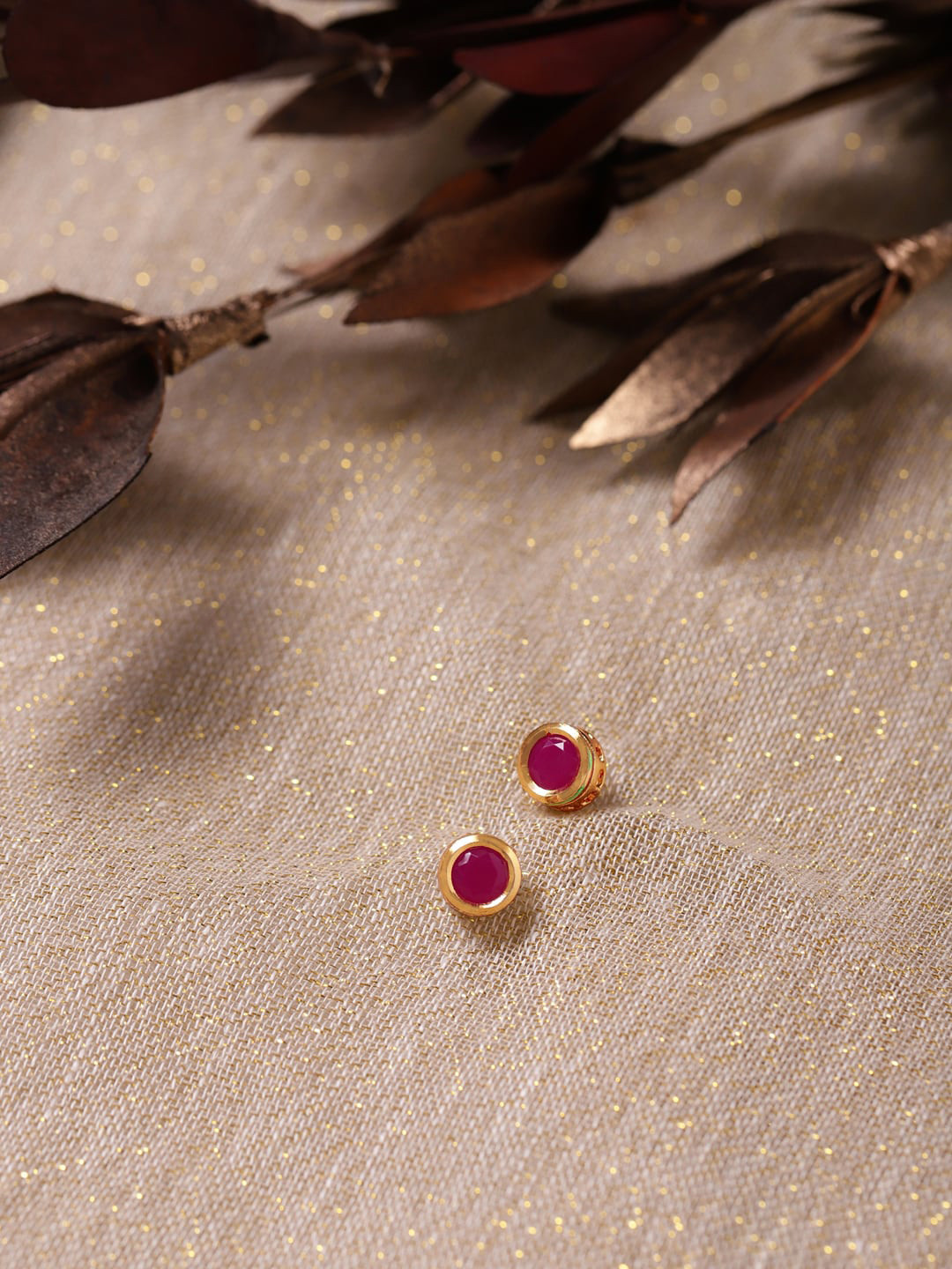 Ruby Raang Maroon Circular Studs Earrings