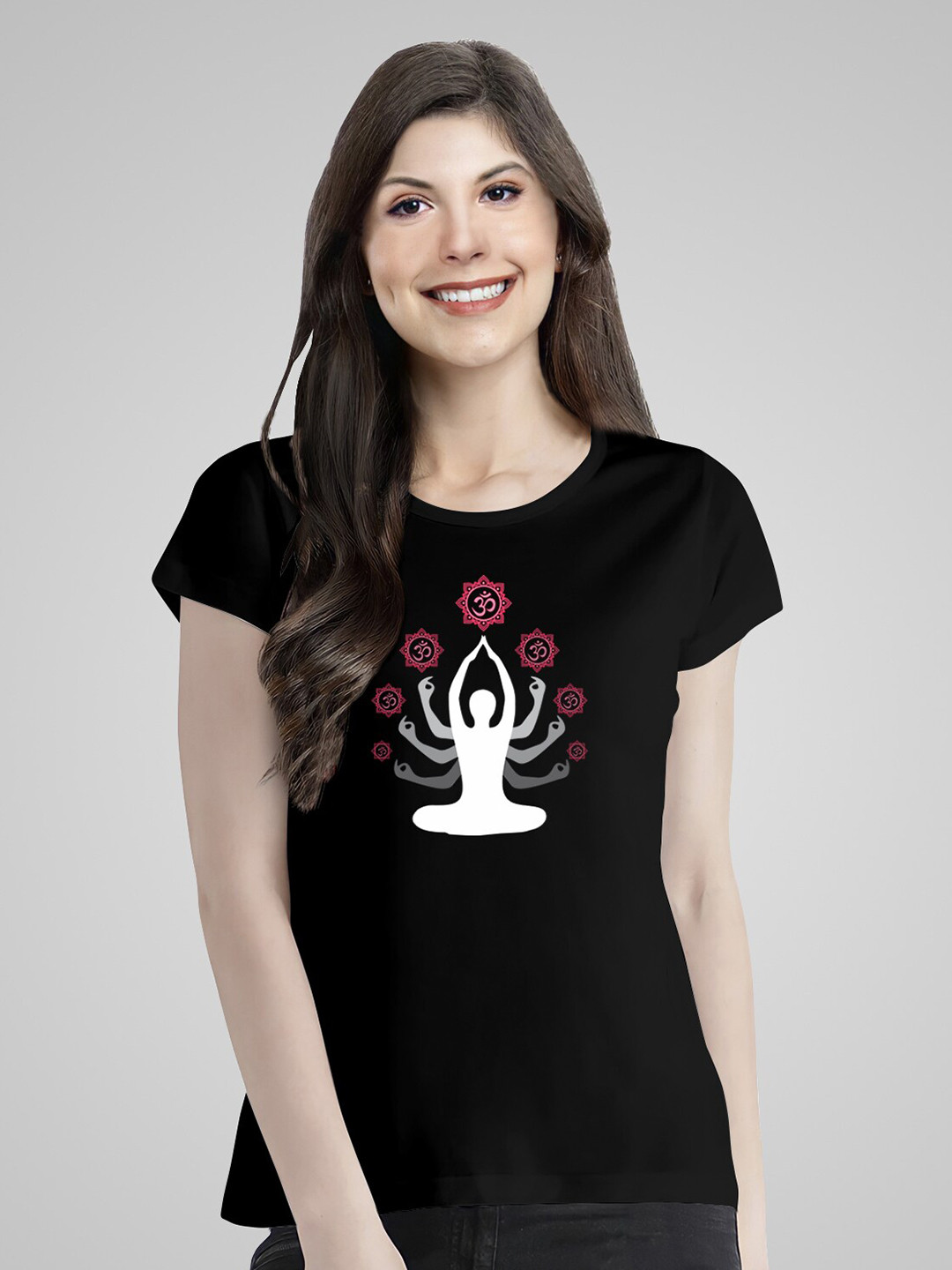 Pootlu Women Black Printed T-shirt