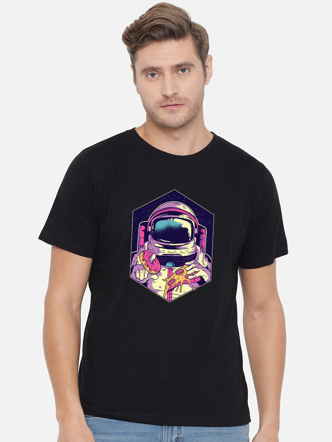 FFLIRTYGO Men Black & Pink Printed T-shirt