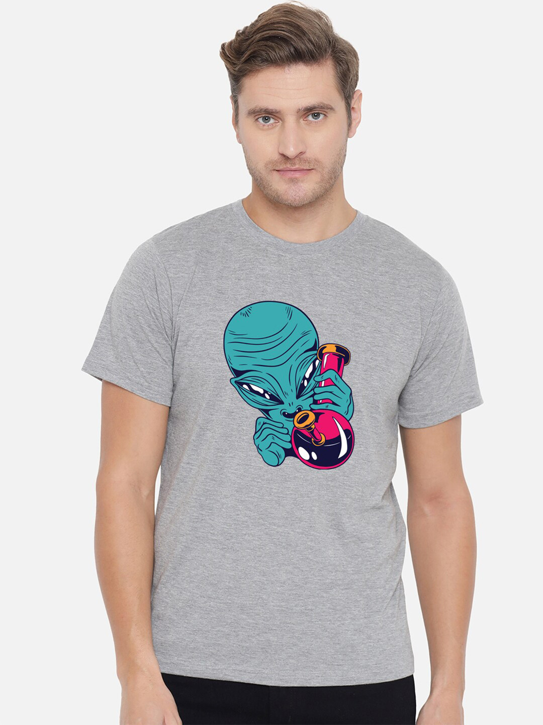 FFLIRTYGO Alien Extra Soft Graphic Cotton Round Neck Short Sleeves T-shirt