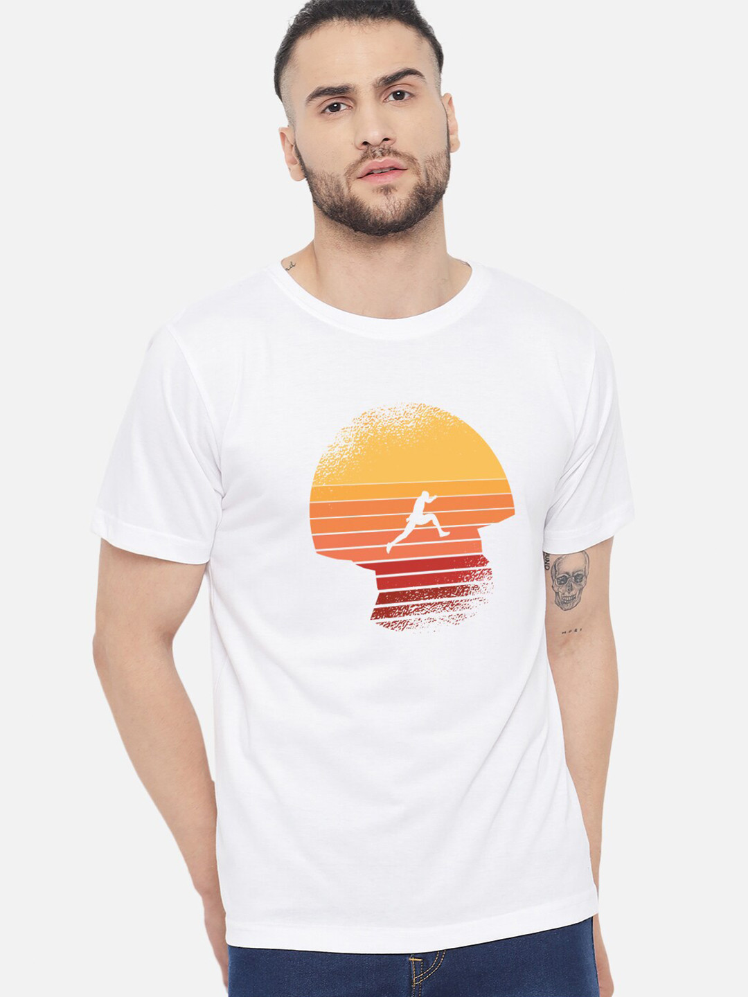 FFLIRTYGO Men White Printed Cotton T-shirt