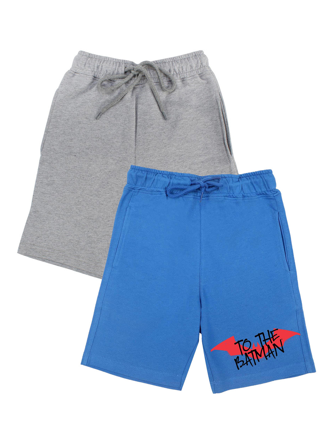 DC by Wear Your Mind Boys Set Of 2 Blue & Grey Printed Batman Shorts
