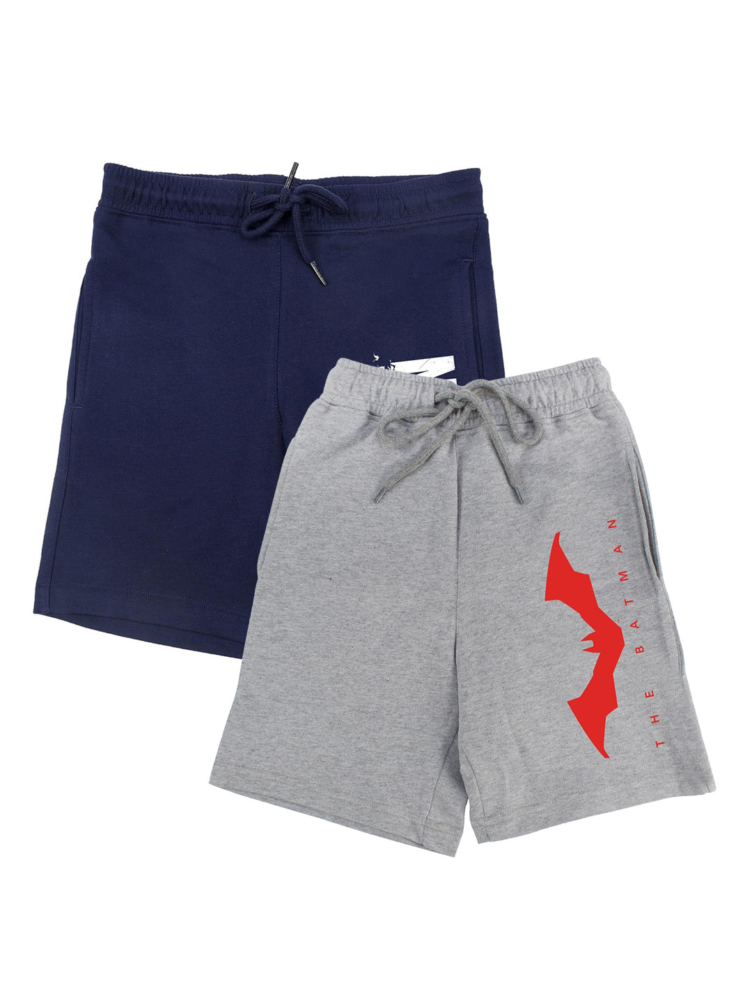 DC by Wear Your Mind Boys Pack Of 2 Navy Blue & Grey Printed Batman Shorts