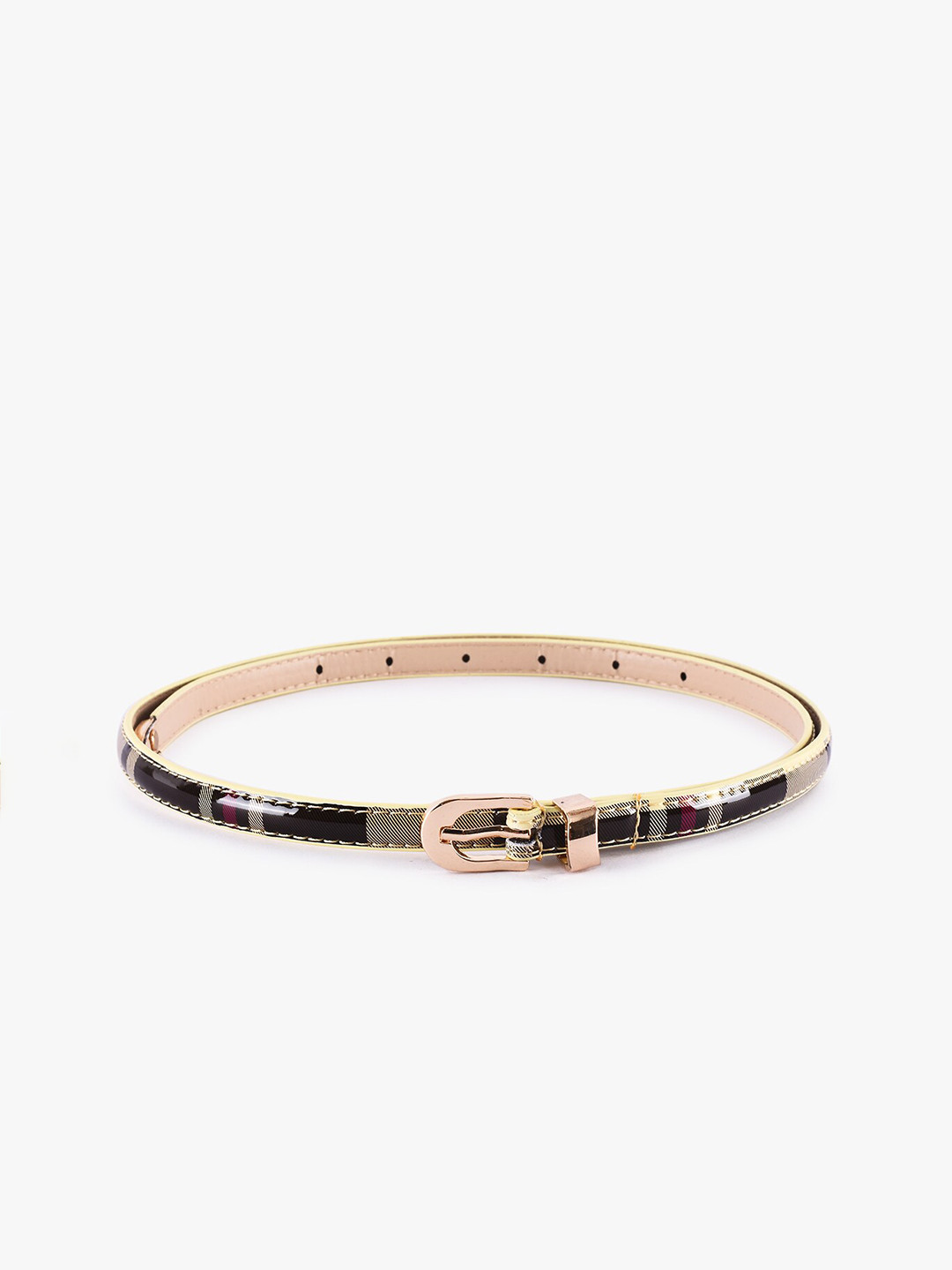 BuckleUp Women Black & Cream Printed Belt