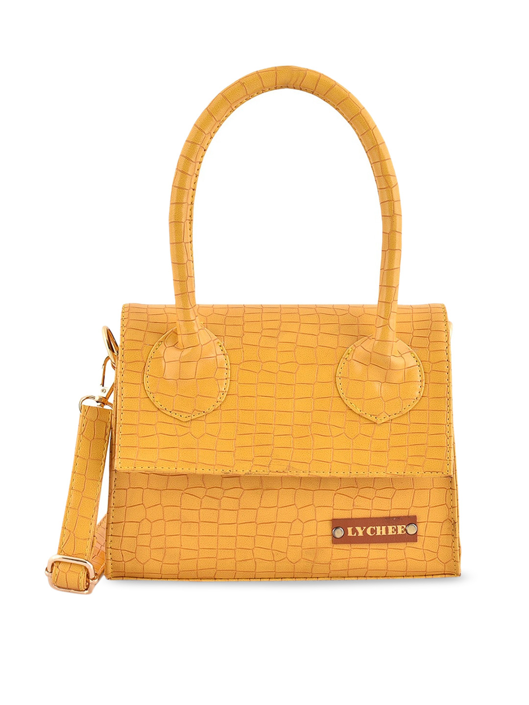 Lychee bags Yellow Textured Structured Shoulder Bag