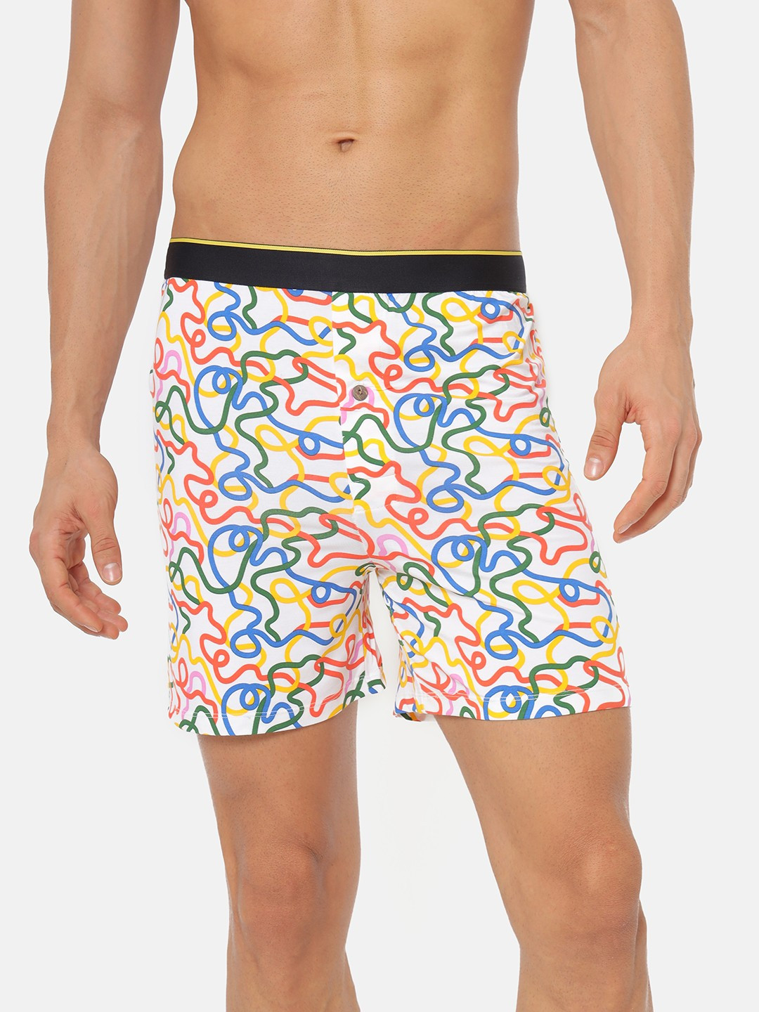 bummer Men White Micro Modal String Theory Printed Boxers