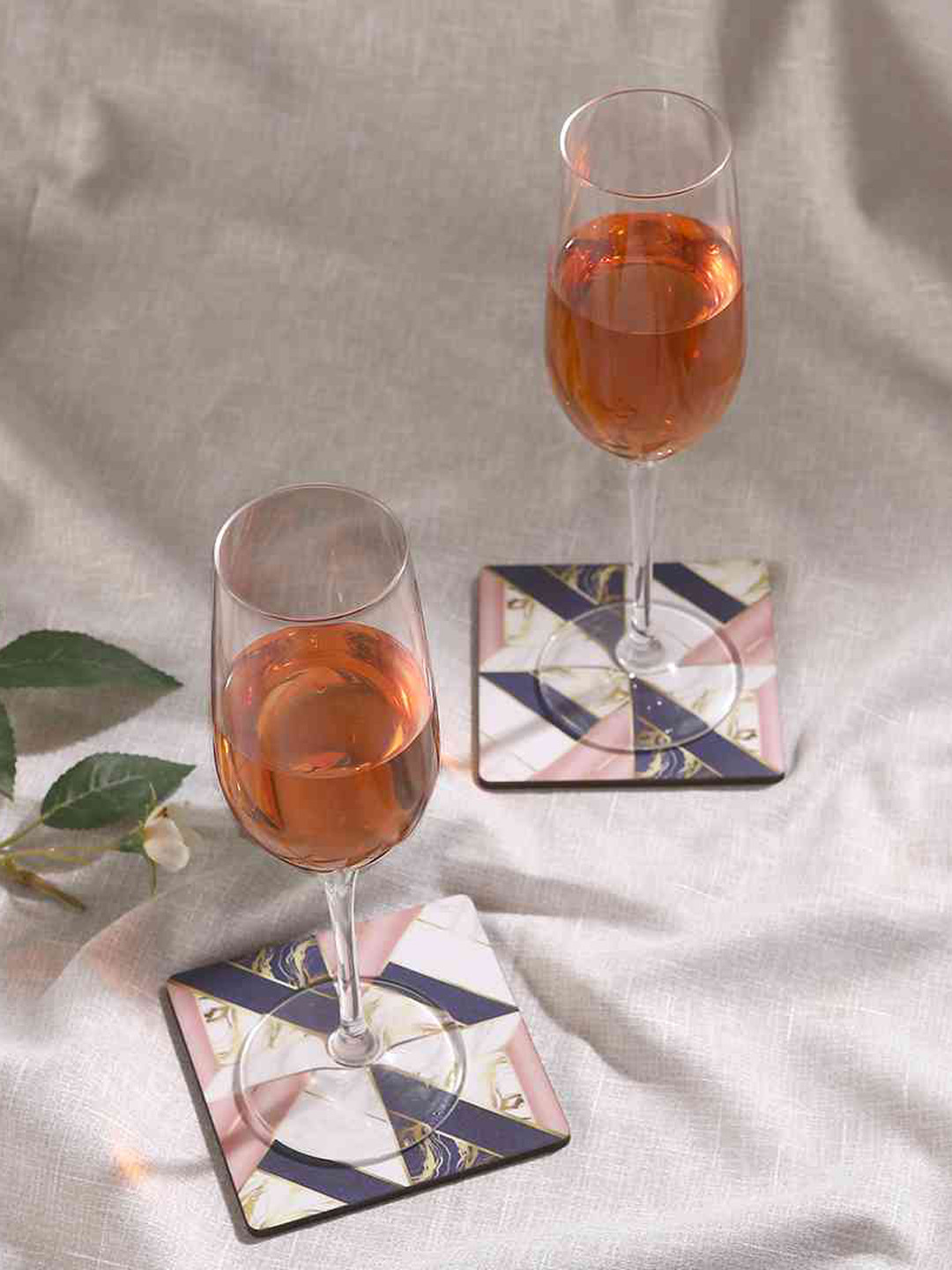 Wonderchef Casablanca Set Of 6 Brown Square Marble Mosaic Coasters
