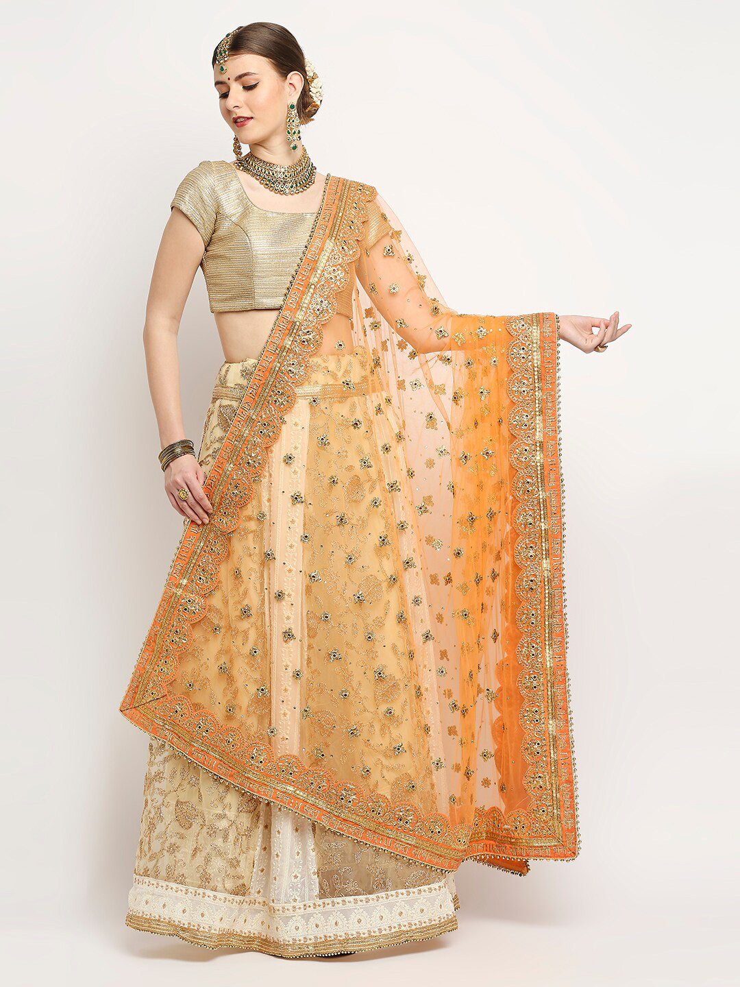 Dupatta Bazaar Women Peach Embroidered Dupatta