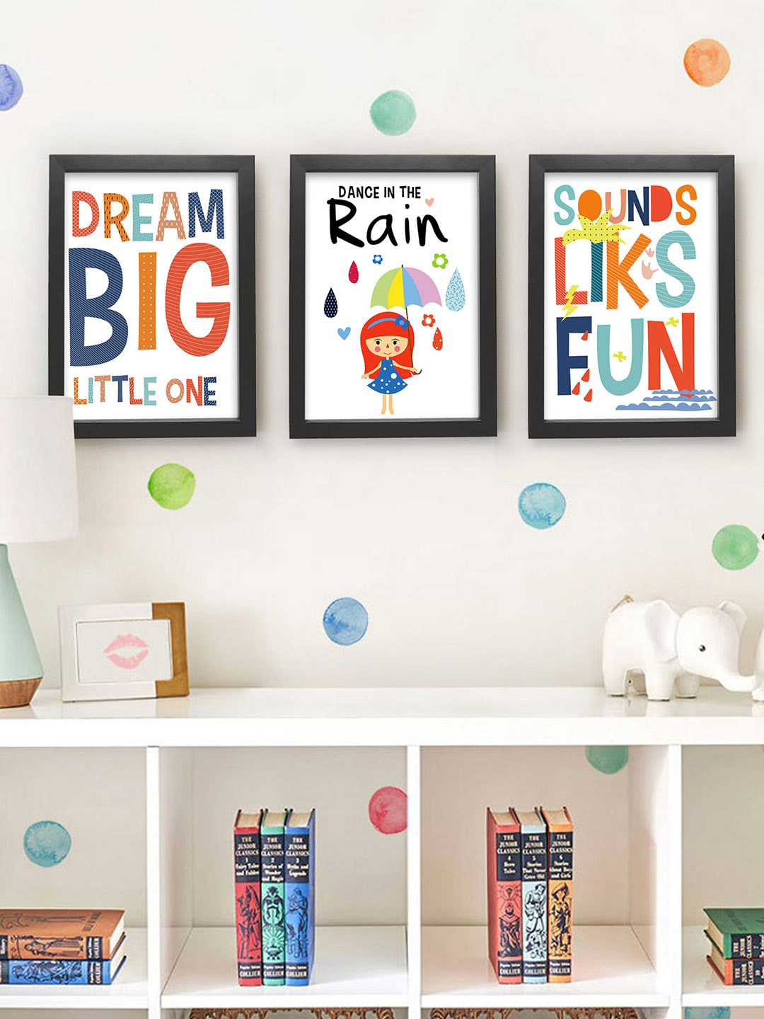 TIED RIBBONS Set of 3 White & Red Quotes Printed Poster Framed Wall Art