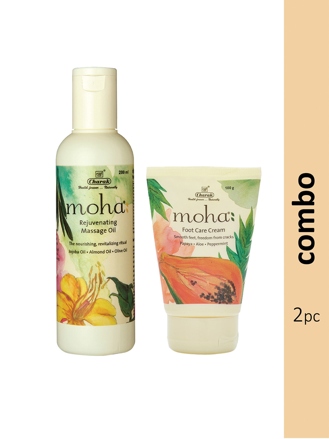moha Set of Rejuvenating Massage Oil 200ml & Foot Care Cream 100ml