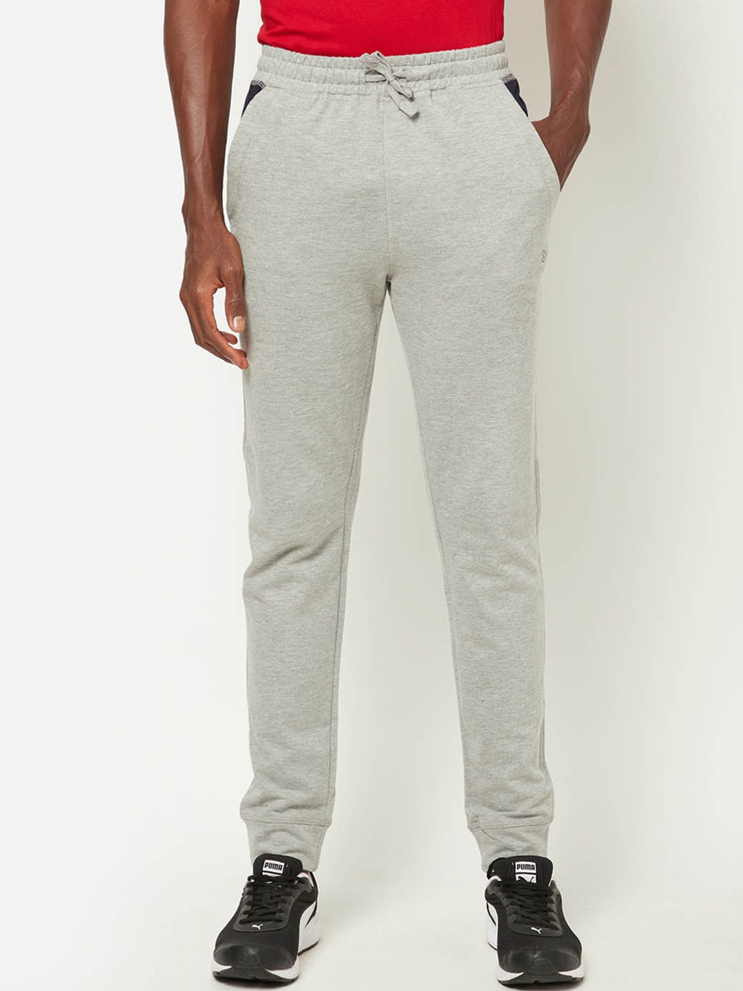 SPORTO Men Grey Melange Solid Track Pant
