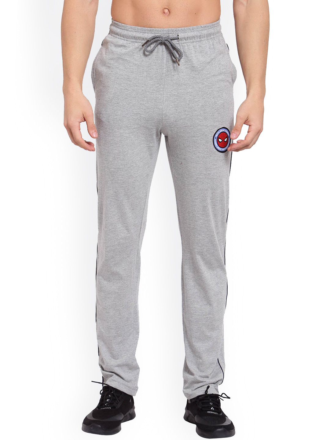 SPORTO Men Grey Melange Spiderman Slim Fit Track Pants