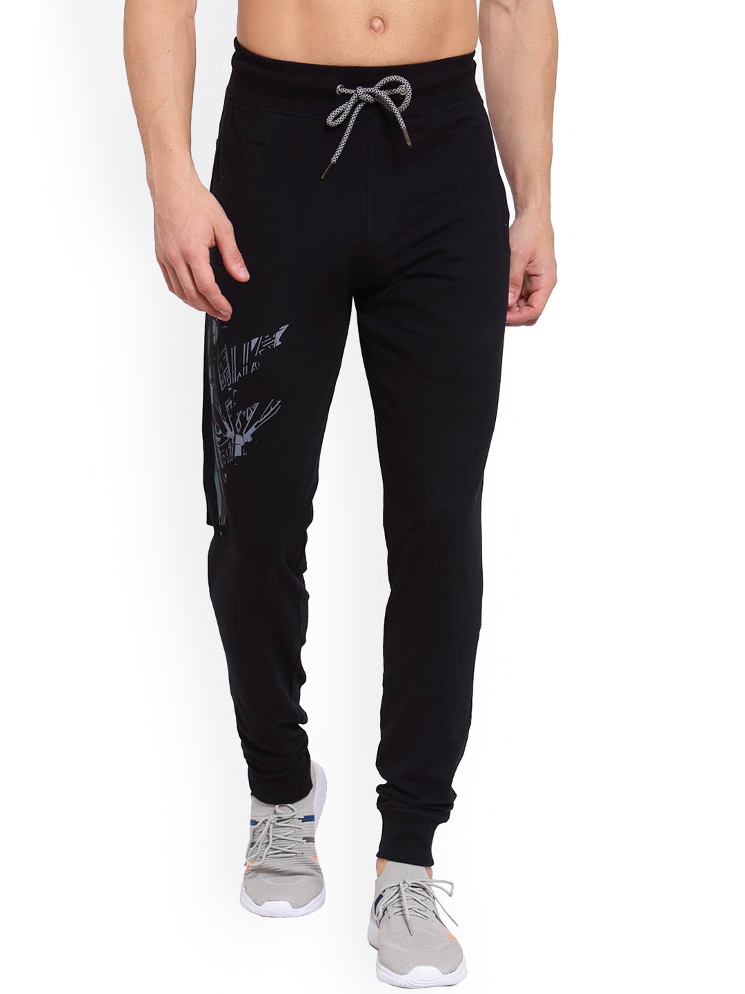 Sporto Men Plus Size Black Solid Regular Fit Cotton Joggers