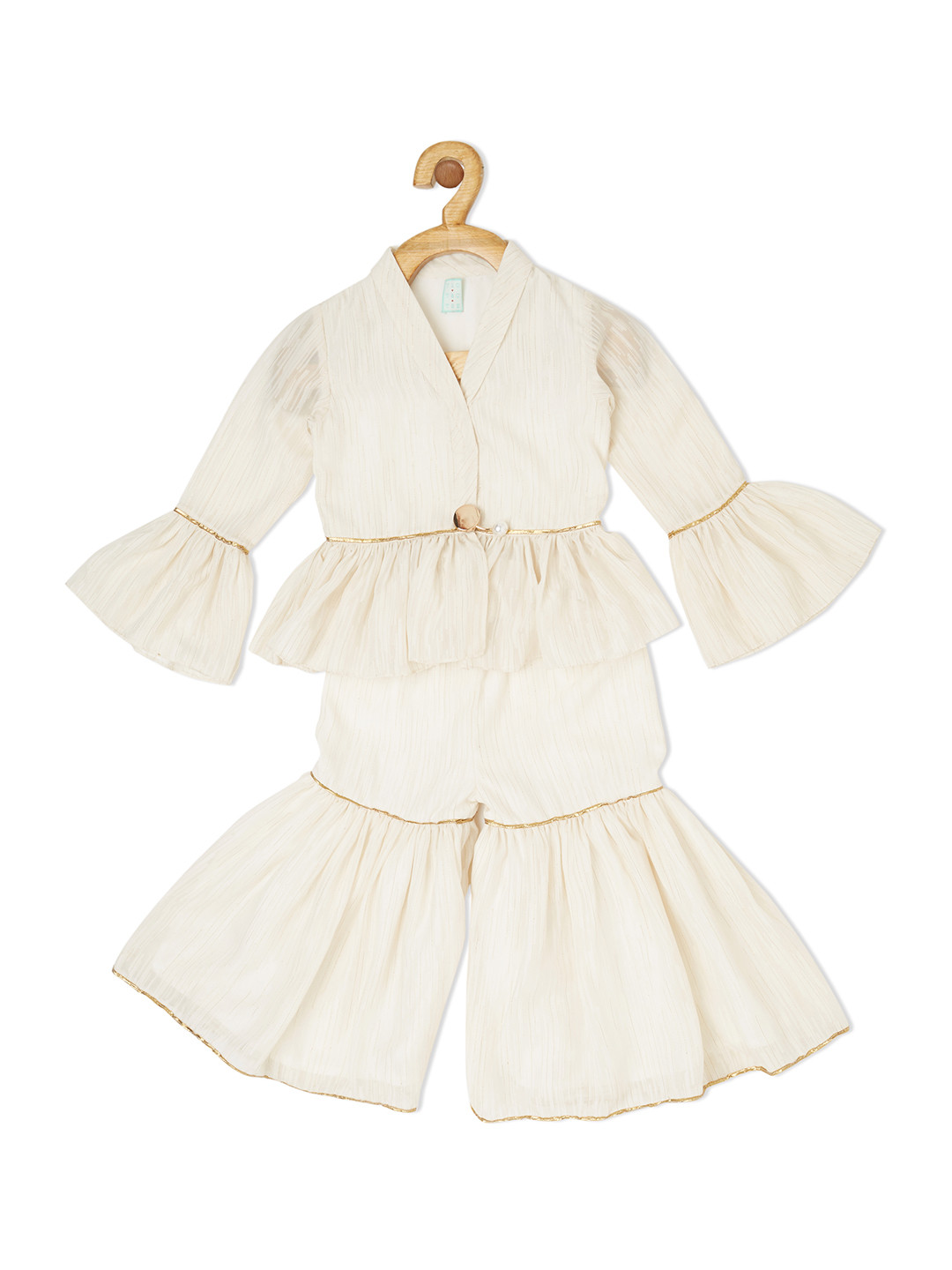 TIC TAC TOE Girls Off White Top with Palazzos