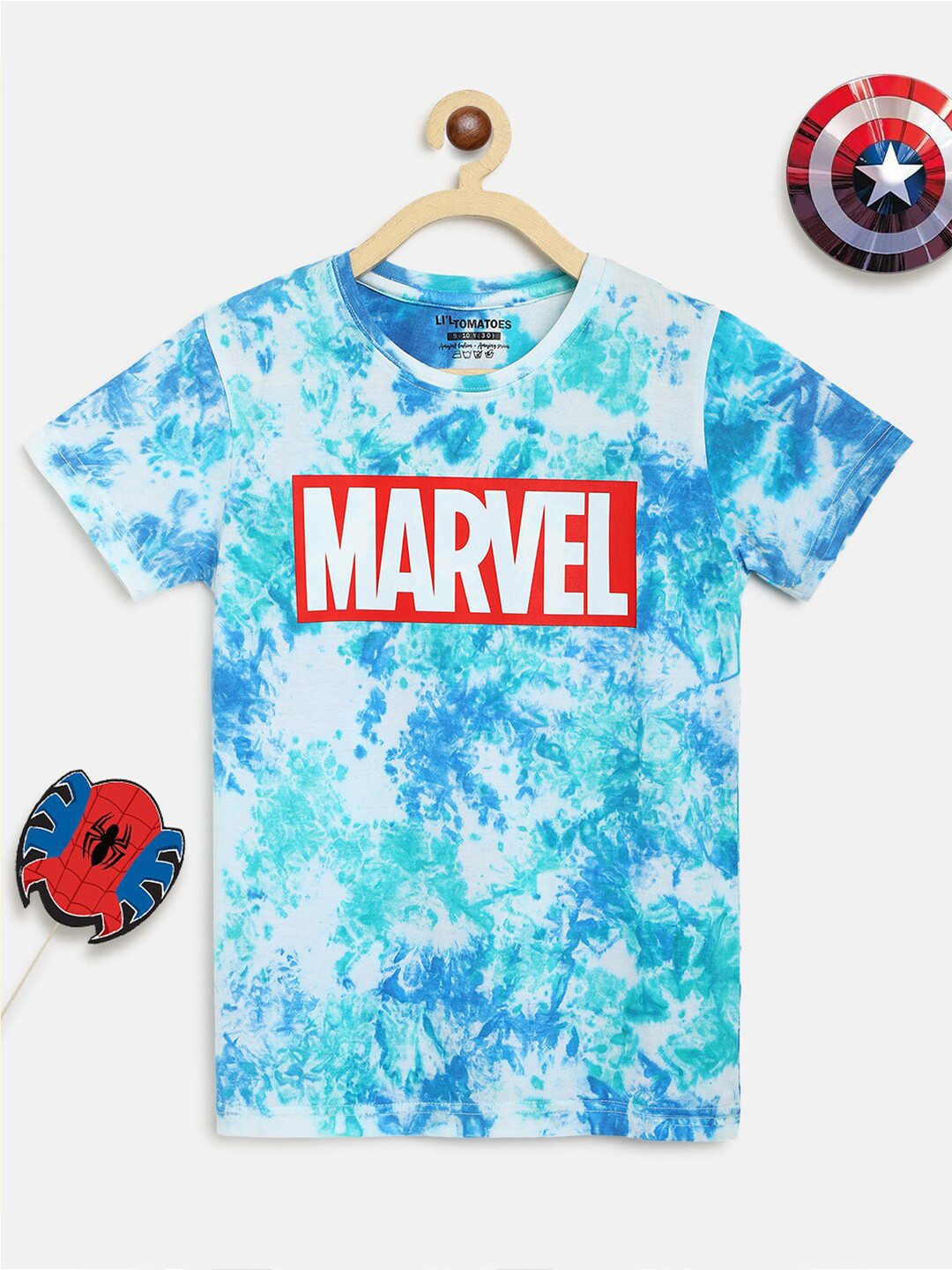Lil Tomatoes Boys Blue & White Marvel Printed T-shirt