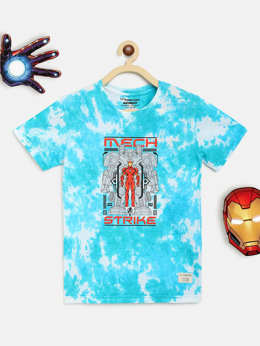 Lil Tomatoes Boys Blue Iron Man Dyed T-shirt