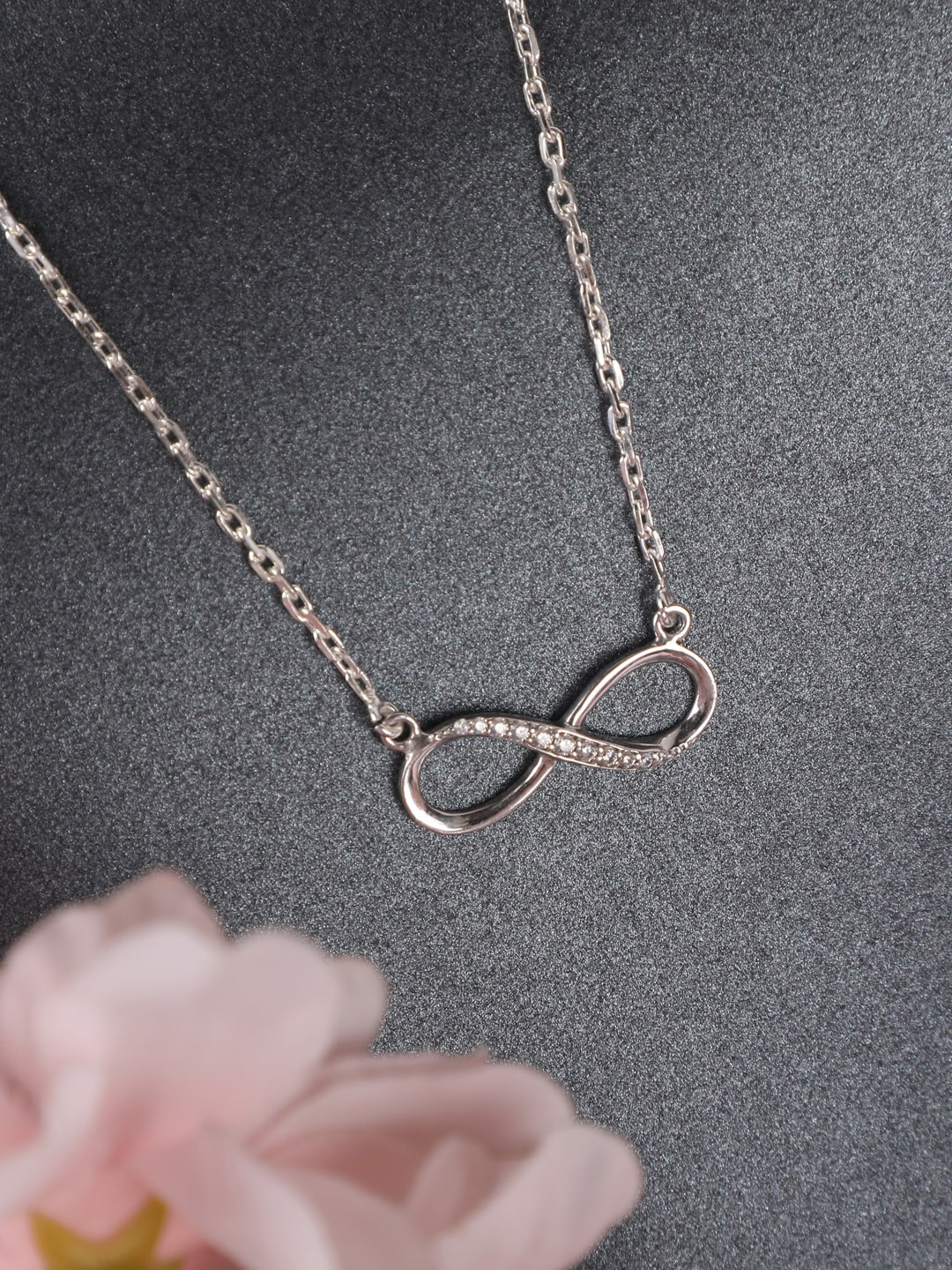 Clara Silver-Toned Rhodium-Plated 925 Sterling Silver Infinity Pendant With Chain