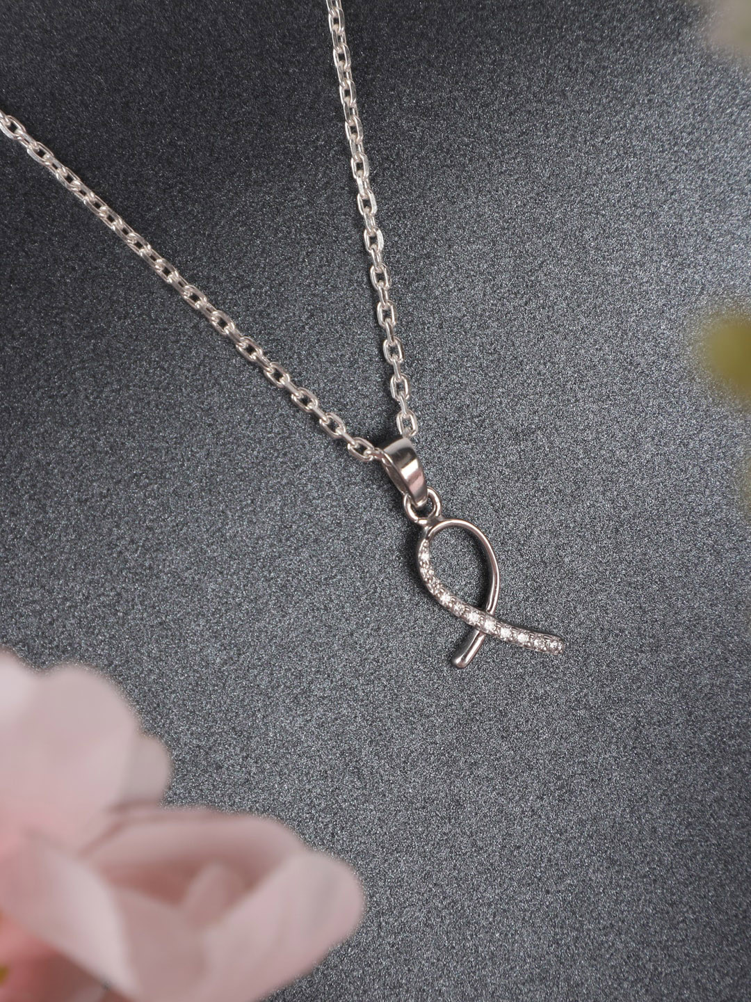 Clara Silver-Toned Rhodium-Plated 925 Sterling Silver Lia Pendant With Chain