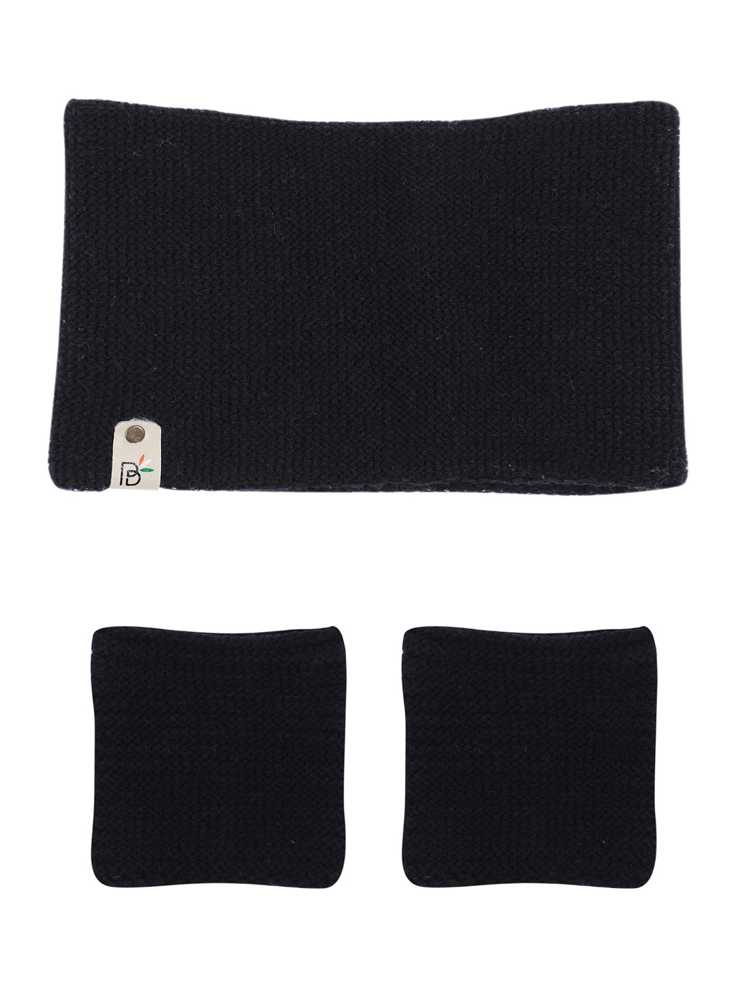 Bharatasya Unisex Black Cotton Sports Set of Sweatband & 2 Wristbands