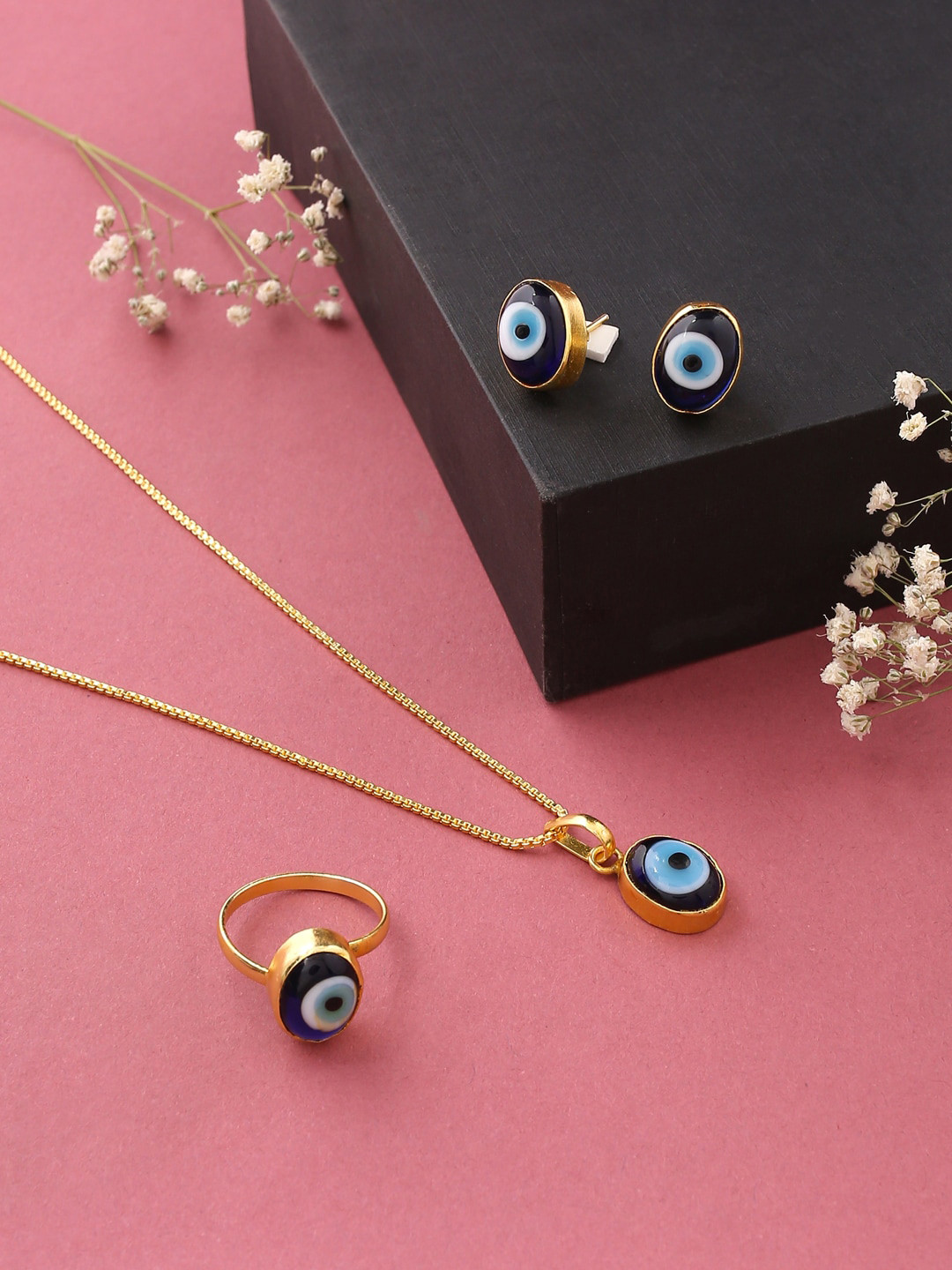 VIRAASI Women Gold Plated Evil Eye Jewellery Set