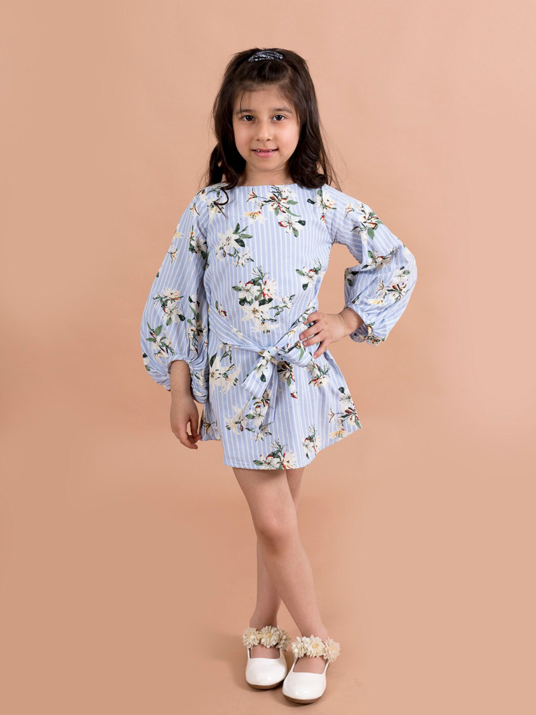 Fairies Forever White Floral Pure Cotton A-Line Dress