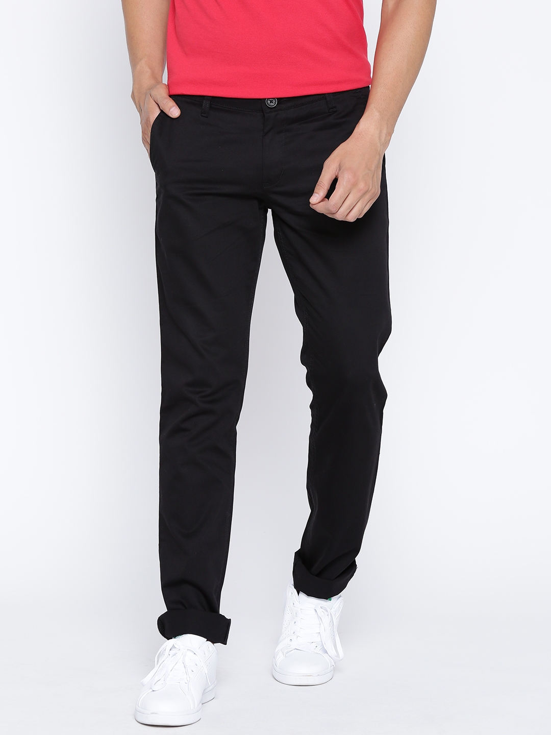 Buy John Players Men Black Solid Slim Fit Casual Trousers  Trousers for  Men 1767126  Myntra