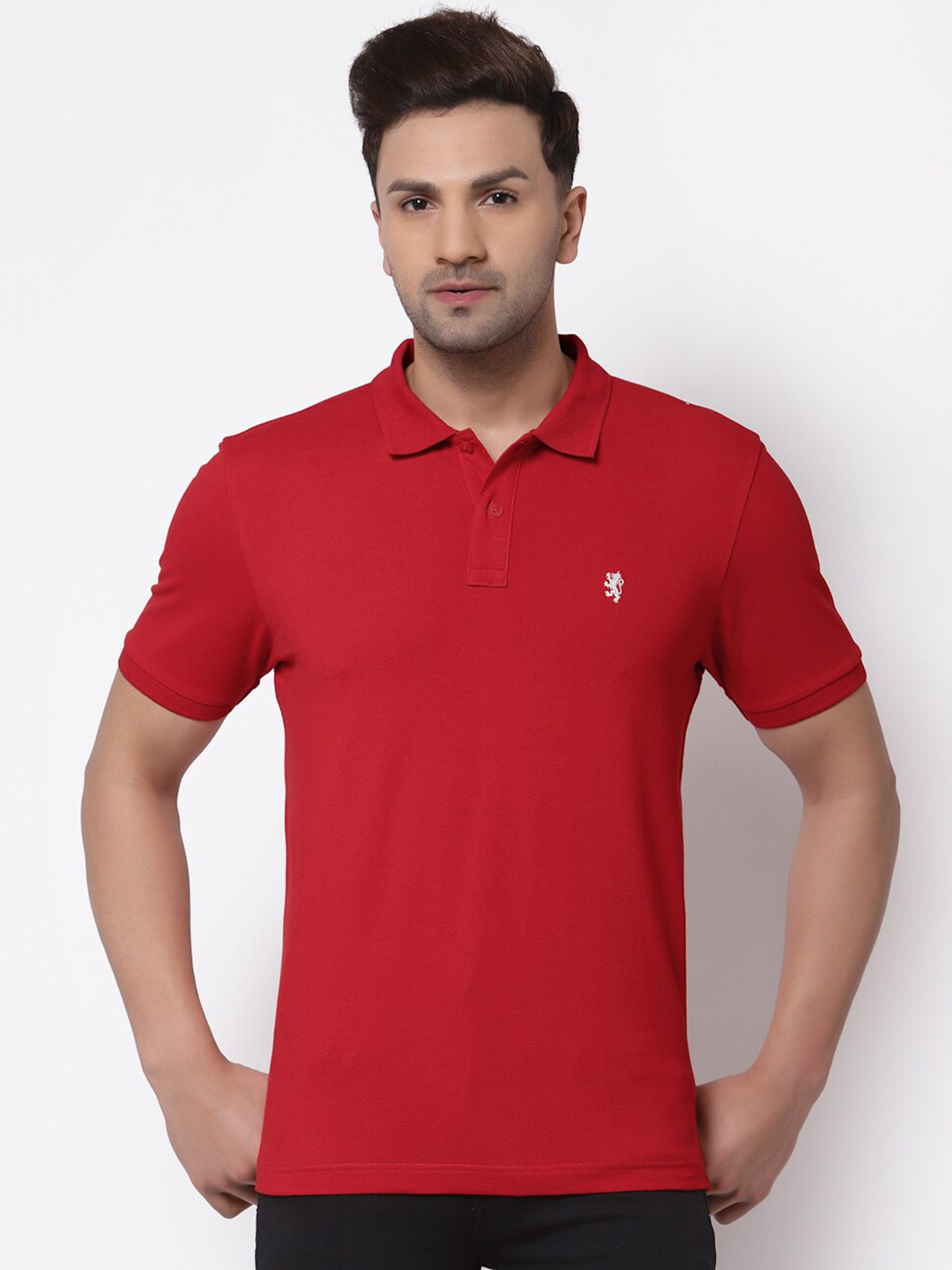 Red Tape Men Red Polo Collar T-shirt