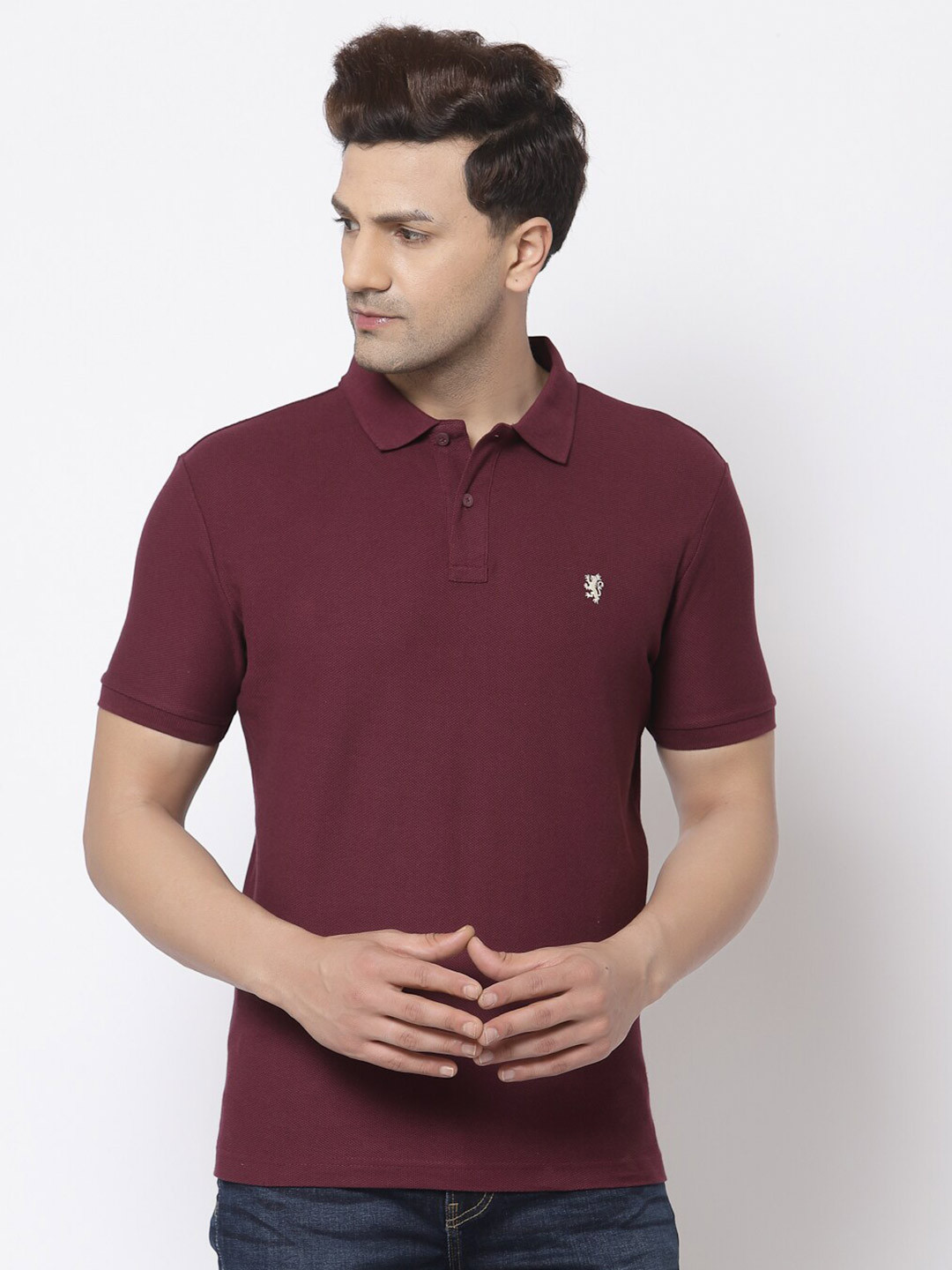 Red Tape Men Purple Polo Collar T-shirt