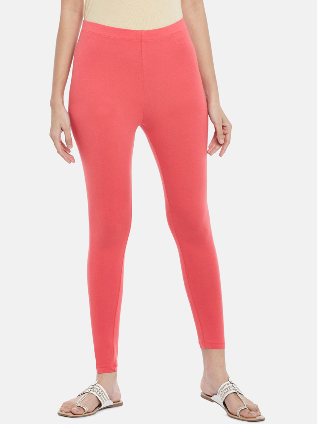 RANGMANCH BY PANTALOONS Women Coral Pink Ankle-Length Leggings