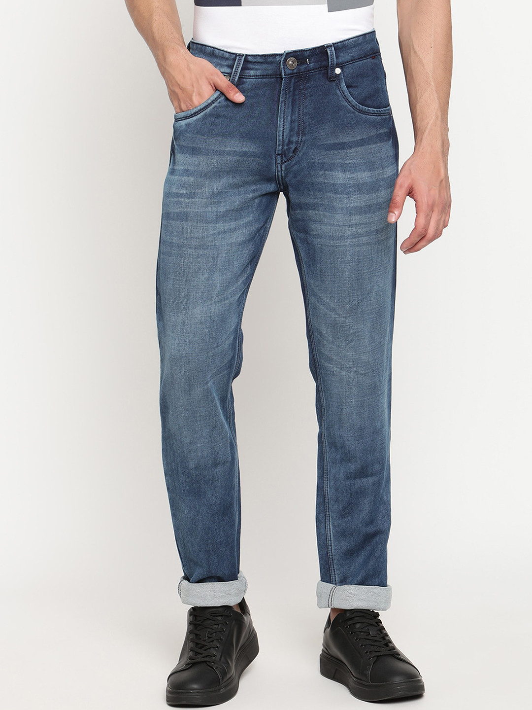 Cantabil Men Blue Narrow Light Fade Stretchable Jeans