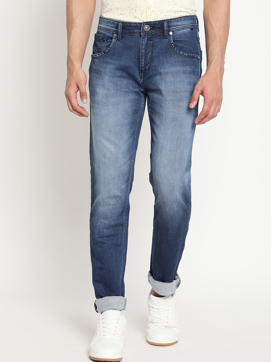 Cantabil Men Blue Narrow Heavy Fade Stretchable Jeans