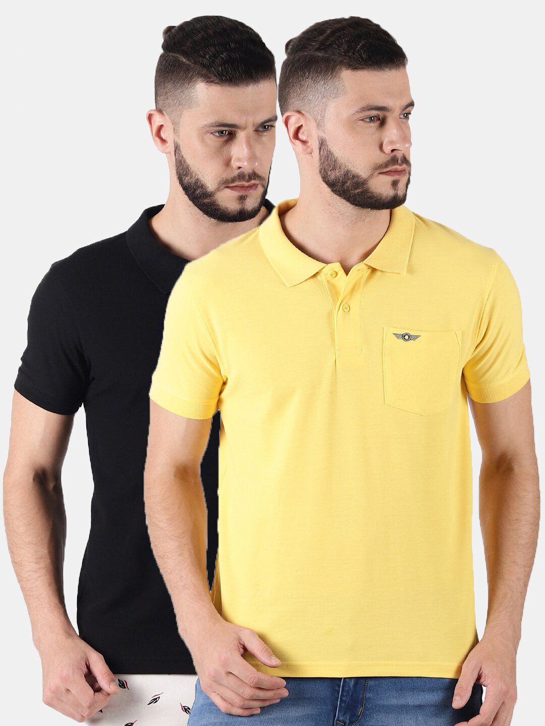 Force NXT Men Pack of 2 Polo Collar Super Combed Cotton T-shirts