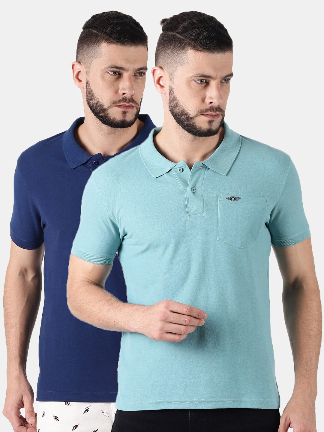 Force NXT Men Pack Of 2 Polo Collar Super Combed Cotton T-shirts