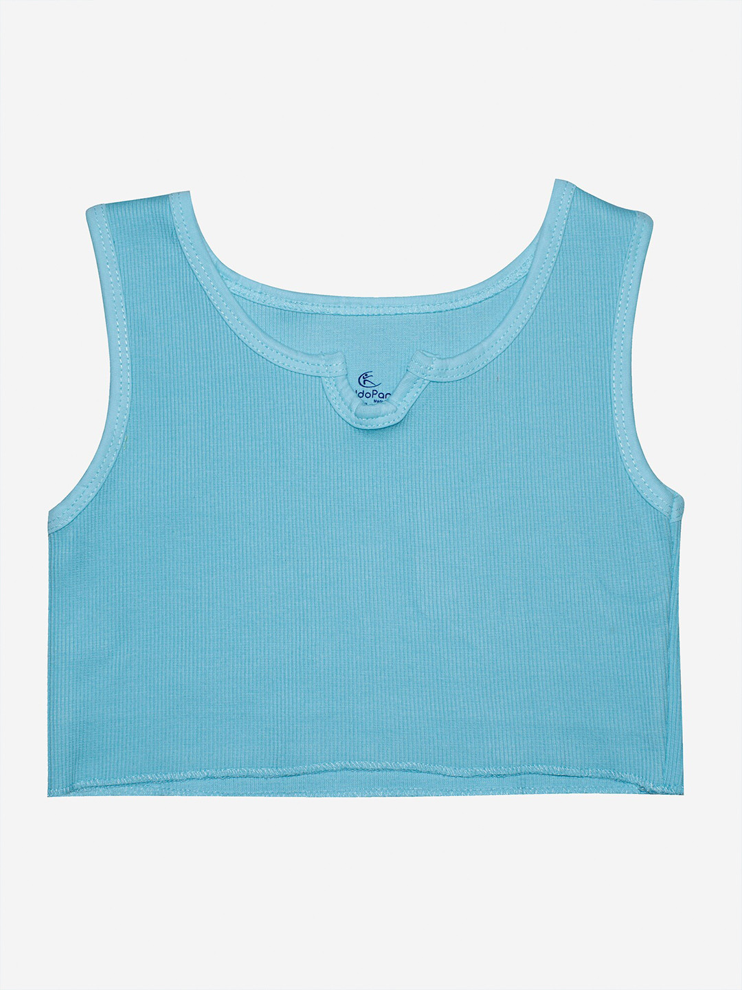 KiddoPanti Girls Blue Rib Tank Crop Top