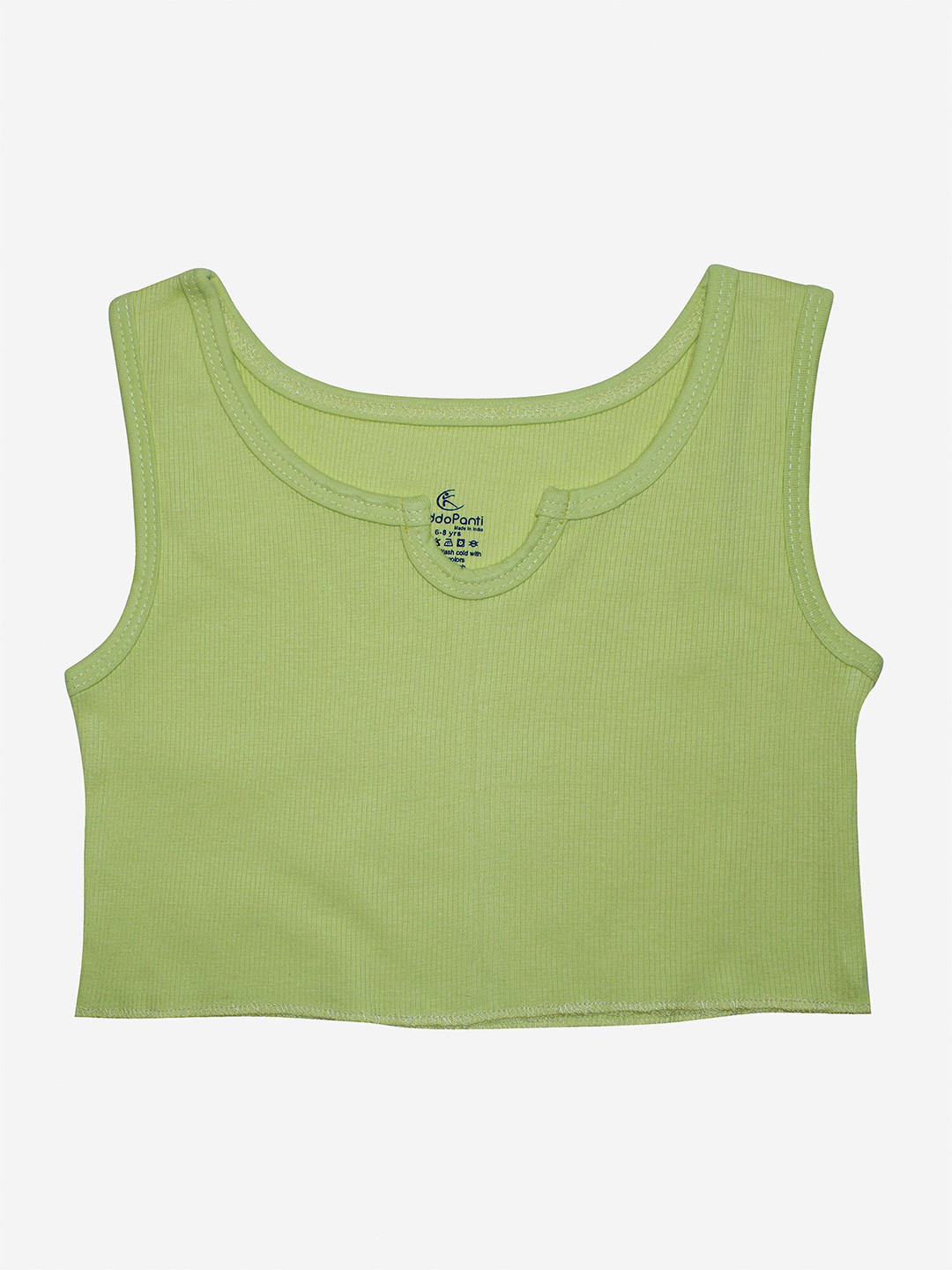 KiddoPanti Girls Yellow Ribbed Tank Crop Top