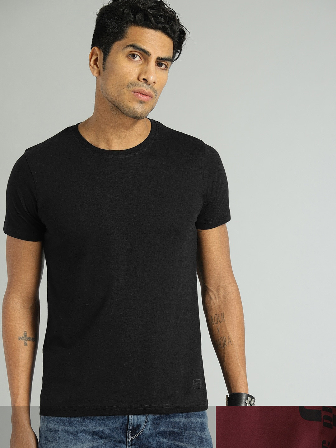 Roadster Men Pack of Two Pure Cotton T-shirts