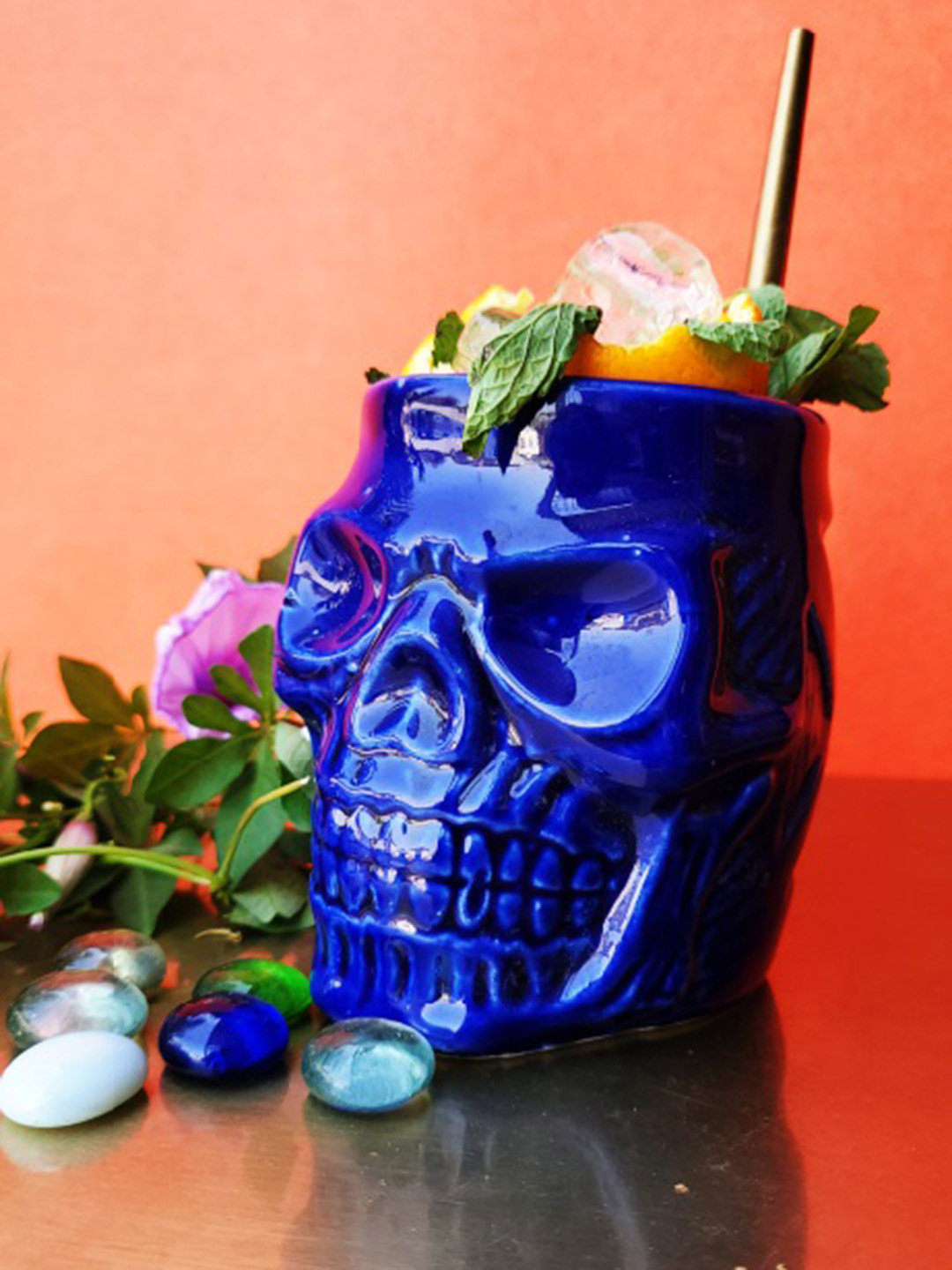 Folkstorys Blue Handmade Ceramic Beer Mug