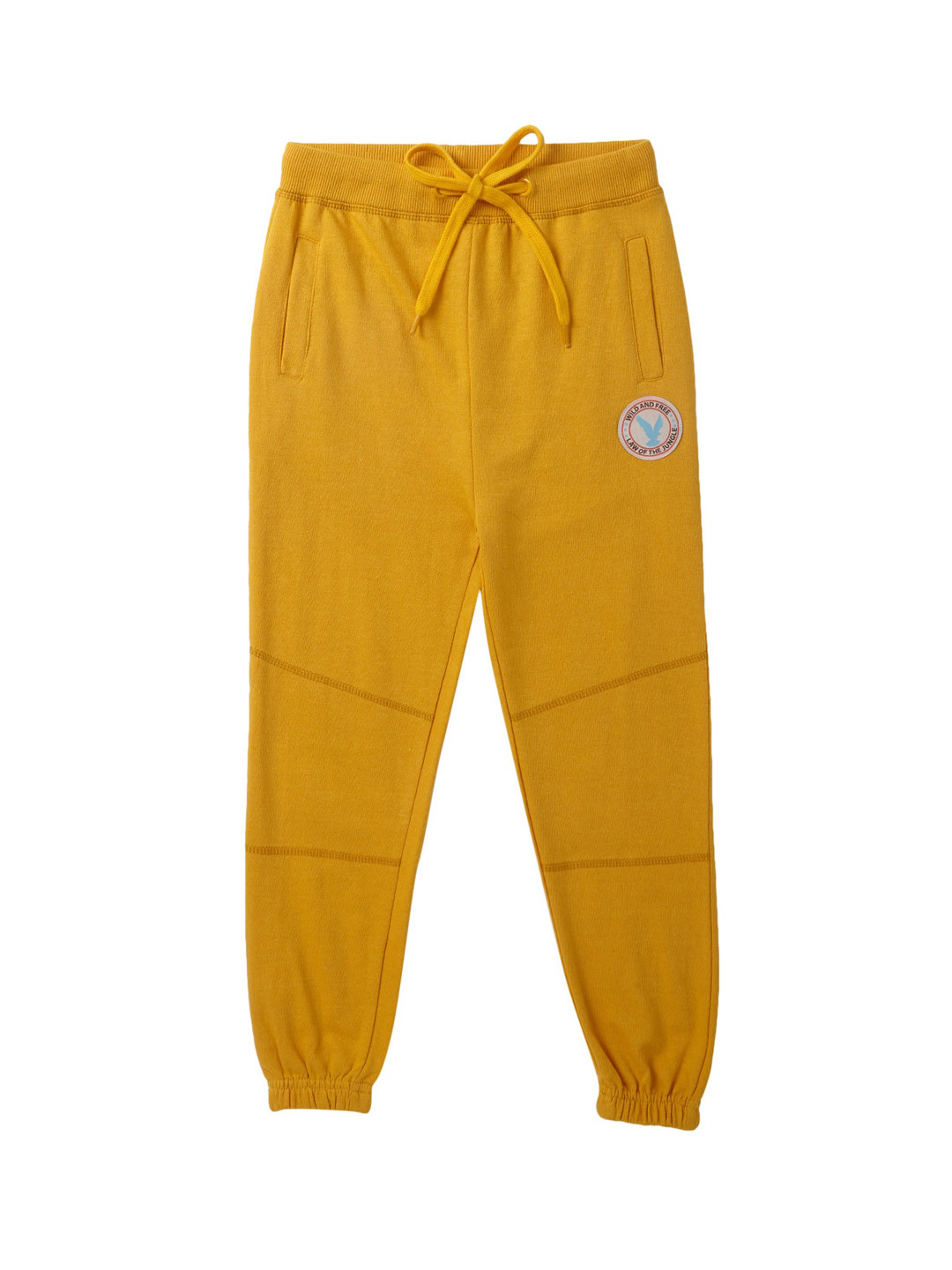 Cub McPaws Boys Mustard-Yellow Solid Cotton Jogger