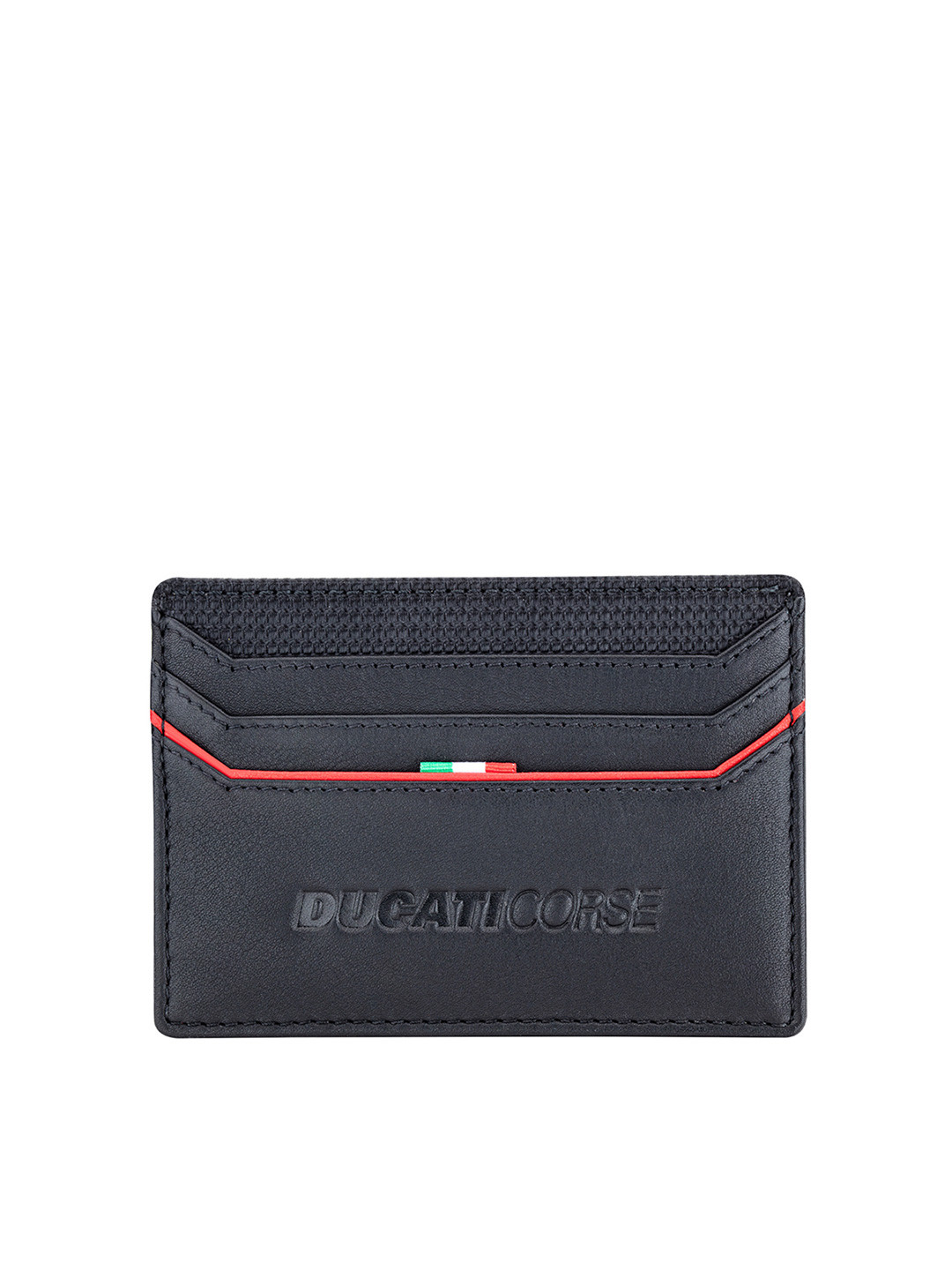 DUCATI CORSE Men Black Leather Card Holder