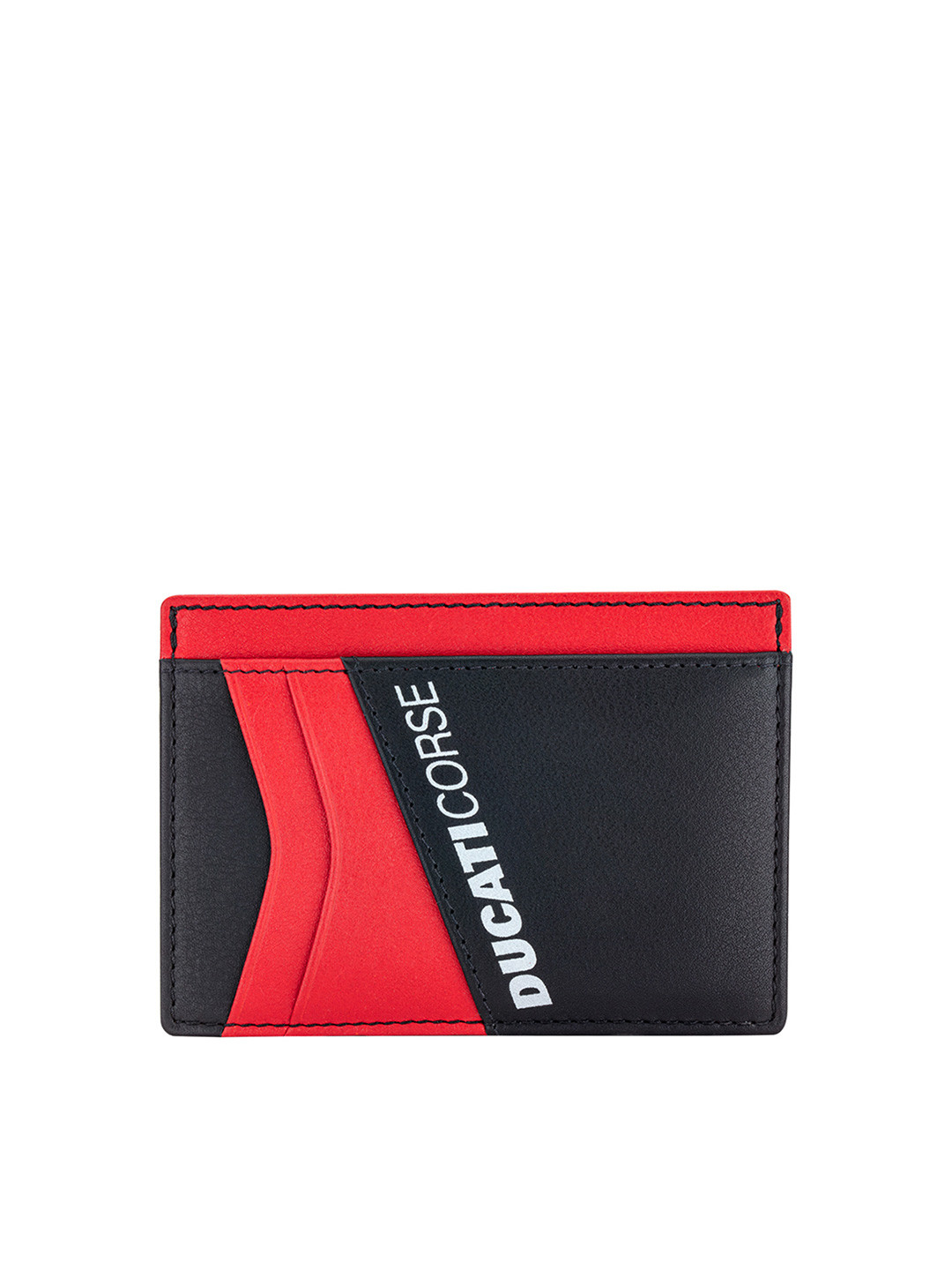 DUCATI CORSE Men Black & Red Printed Leather Card Holder
