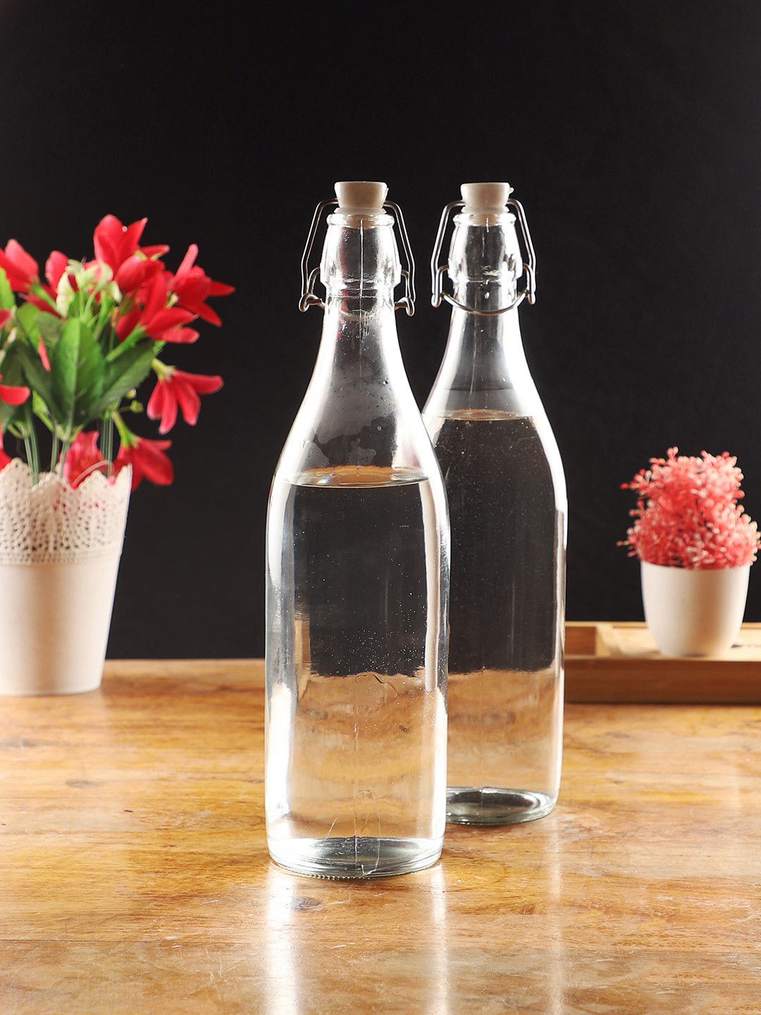 CDI Transparent Solid Glass Spill Proof 2 Piece Water Bottle - 1L