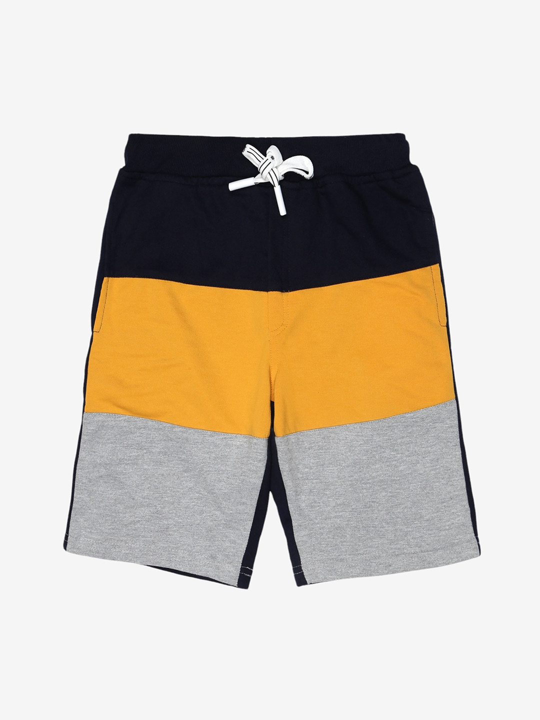 Alan Jones Boys Navy Blue Colourblocked Shorts