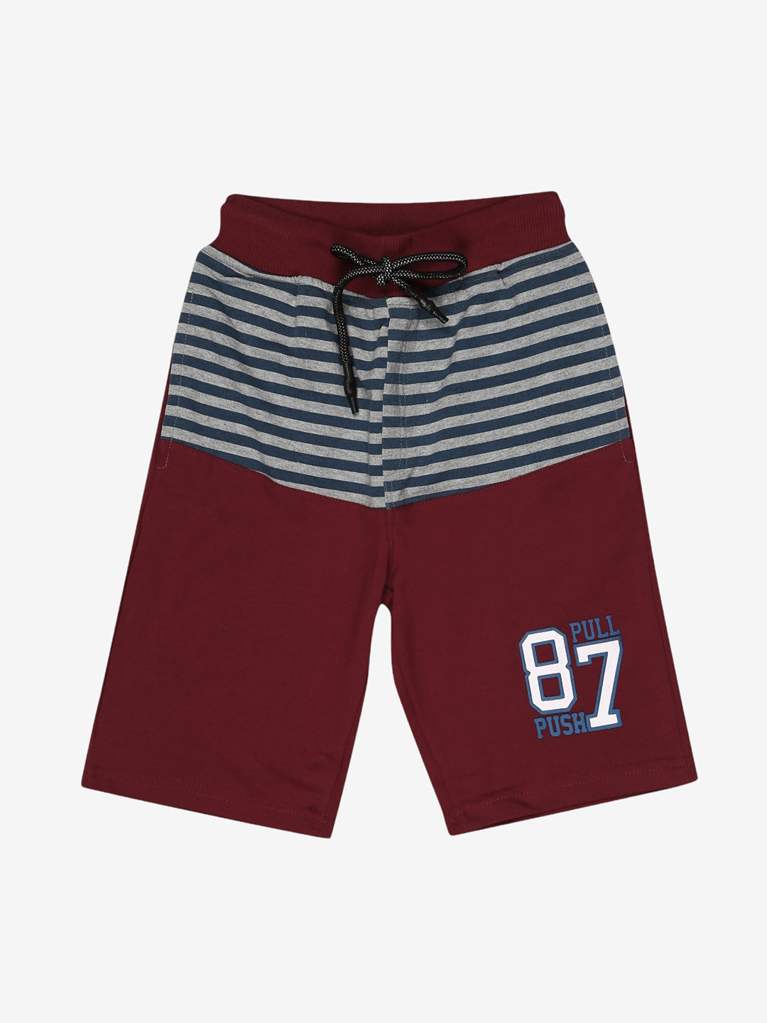 Alan Jones Boys Maroon Striped Outdoor Shorts